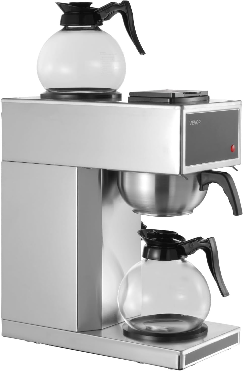 image:imageVEVOR Commercial Drip Coffee Maker 12 Cups CoffeeMaker Machine with 4 Glass Carafes and 4 Decanter Warmer Plates Stainless Steel Drip Style Coffee Brewer for Restaurant Office Coffee Shop amp Home2 Warmer Plates