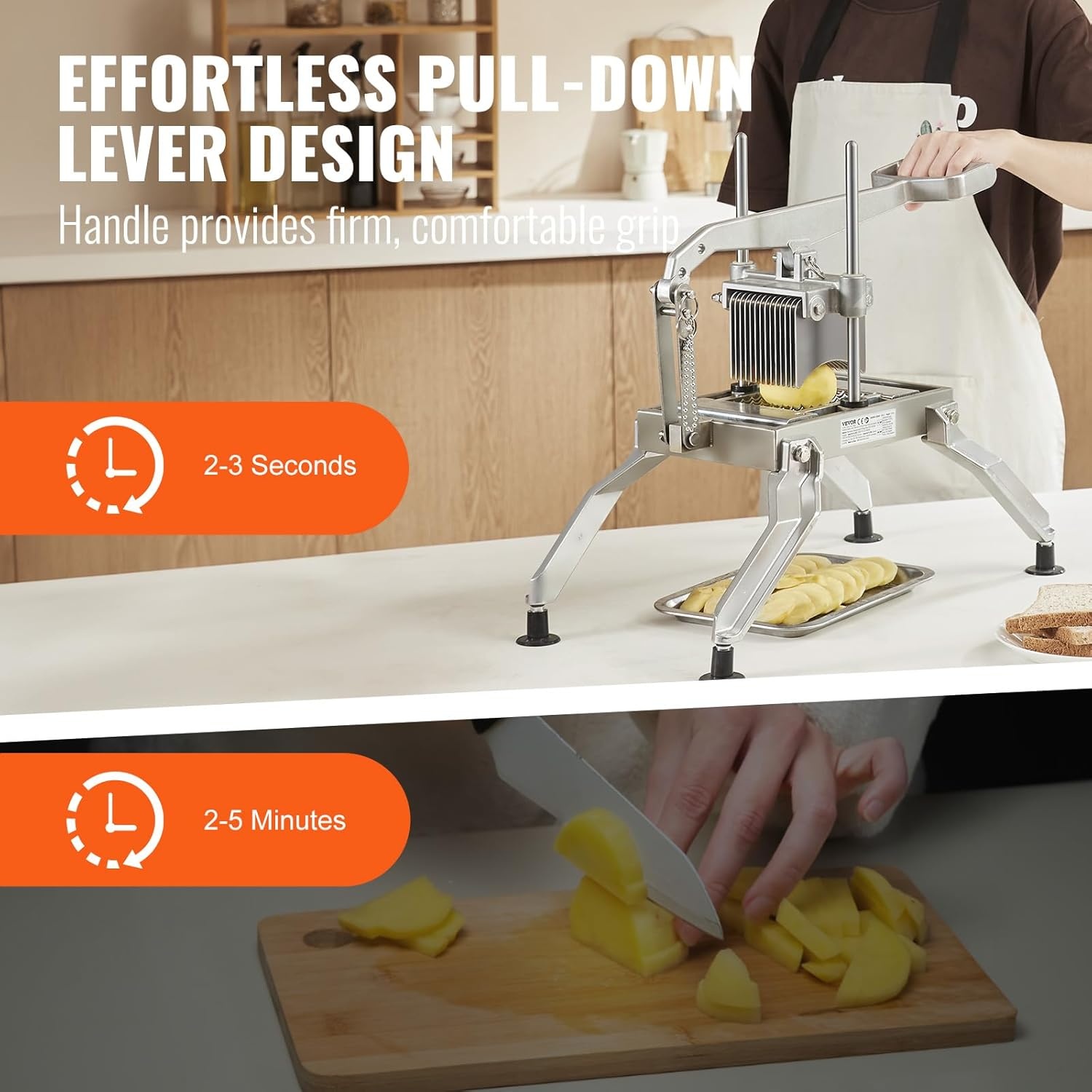 image:imageVEVOR Commercial Vegetable Slicer 38 and 316 Tomato Slicer Stainless Steel and Aluminum Alloy Vegetable Cutter Slicer Manual Tomato Slicer with Nonslip Feet for Tomatoes Potatoes Onions14 12