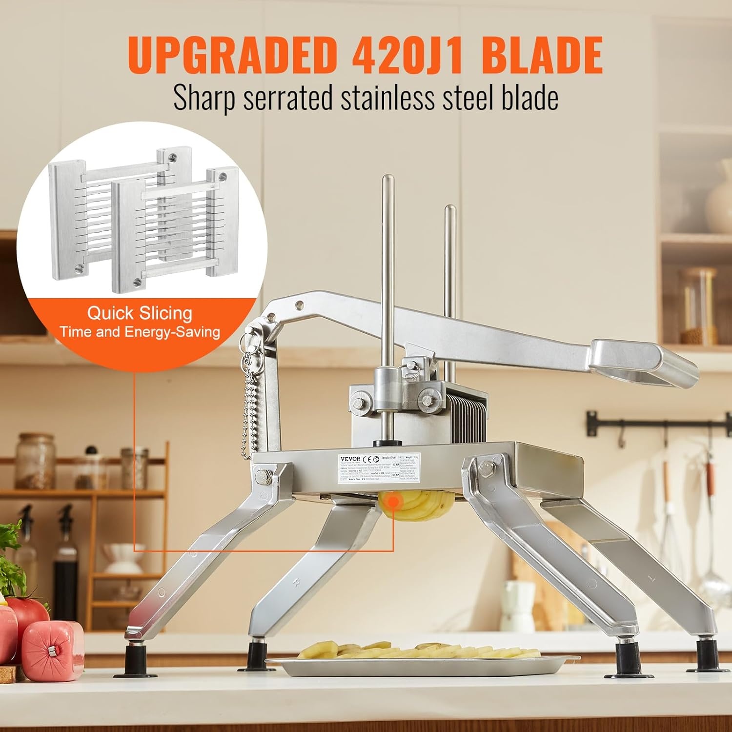 image:imageVEVOR Commercial Vegetable Slicer 38 and 316 Tomato Slicer Stainless Steel and Aluminum Alloy Vegetable Cutter Slicer Manual Tomato Slicer with Nonslip Feet for Tomatoes Potatoes Onions14 12