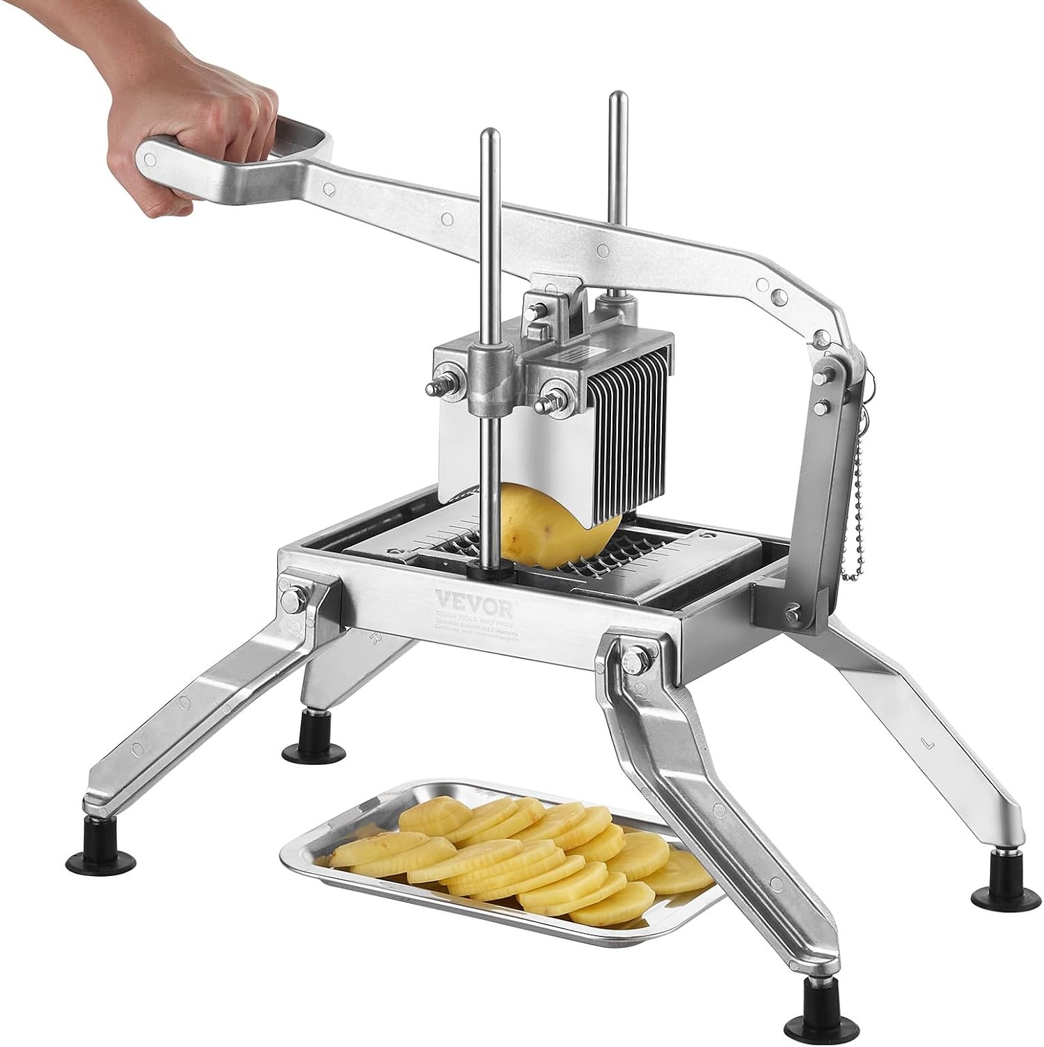 image:imageVEVOR Commercial Vegetable Slicer 38 and 316 Tomato Slicer Stainless Steel and Aluminum Alloy Vegetable Cutter Slicer Manual Tomato Slicer with Nonslip Feet for Tomatoes Potatoes Onions38 316