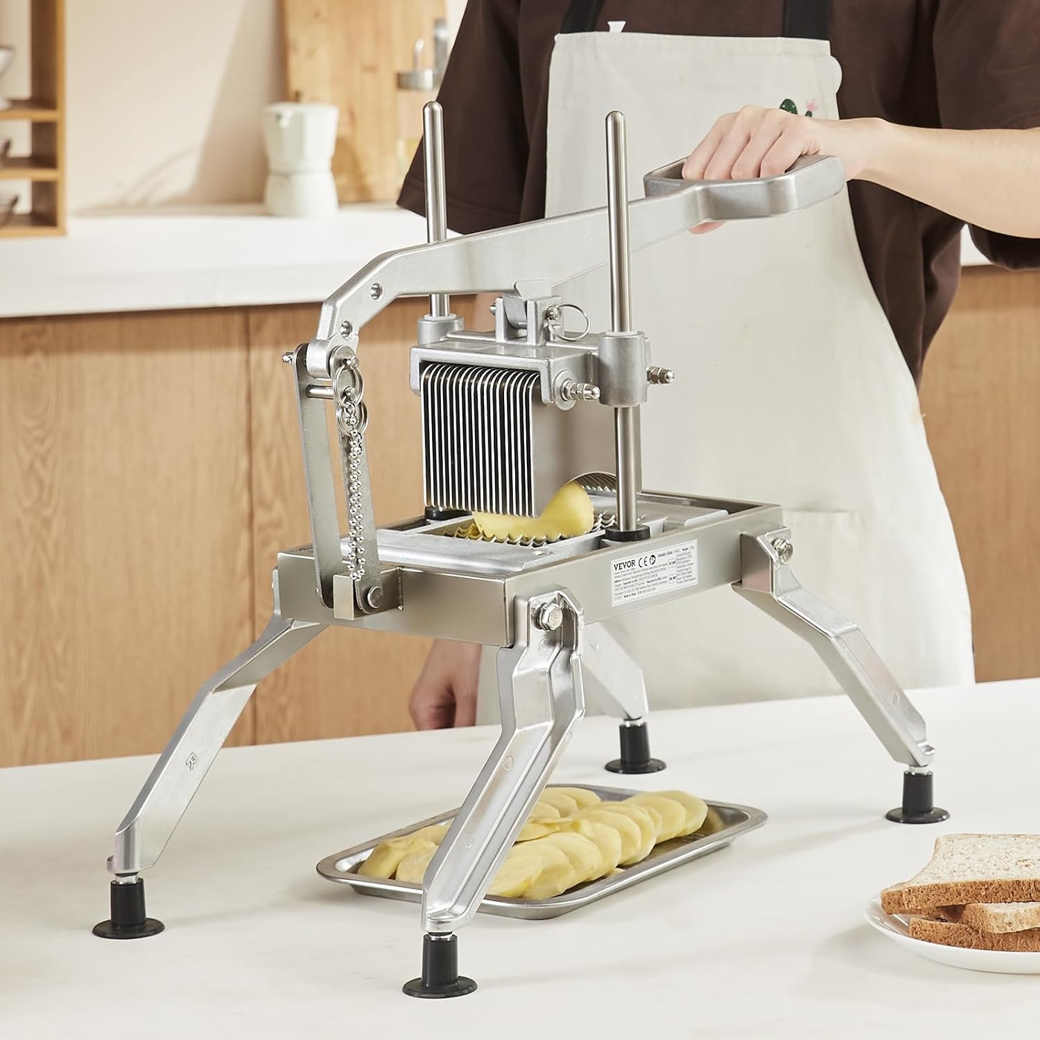 image:imageVEVOR Commercial Vegetable Slicer 38 and 316 Tomato Slicer Stainless Steel and Aluminum Alloy Vegetable Cutter Slicer Manual Tomato Slicer with Nonslip Feet for Tomatoes Potatoes Onions38 316