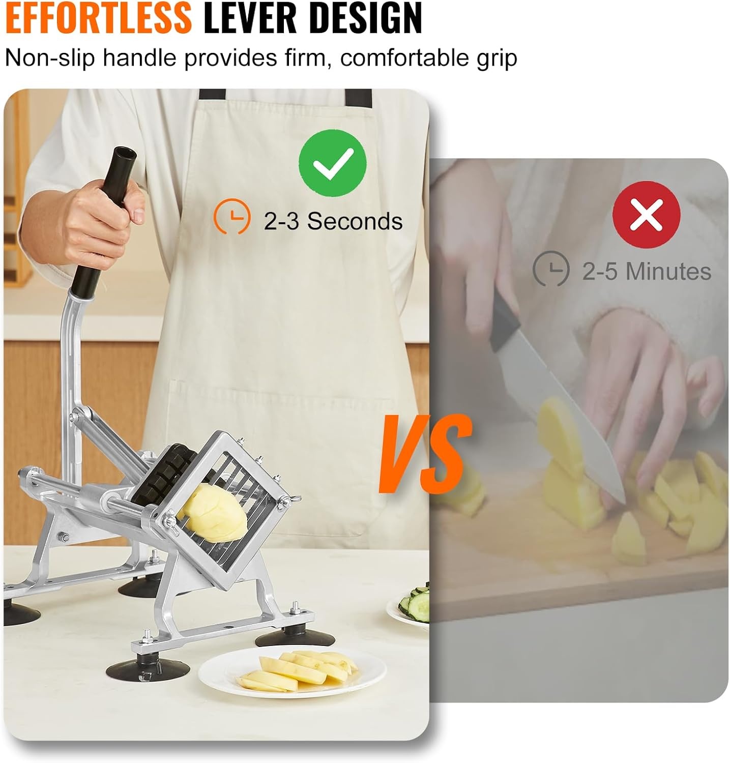 image:imageVEVOR Commercial Vegetable Slicer 38 and 316 Tomato Slicer Stainless Steel and Aluminum Alloy Vegetable Cutter Slicer Manual Tomato Slicer with Nonslip Feet for Tomatoes Potatoes Onions12