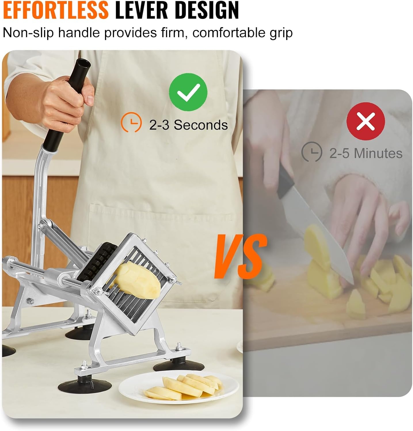 image:imageVEVOR Commercial Vegetable Slicer 38 and 316 Tomato Slicer Stainless Steel and Aluminum Alloy Vegetable Cutter Slicer Manual Tomato Slicer with Nonslip Feet for Tomatoes Potatoes Onions38
