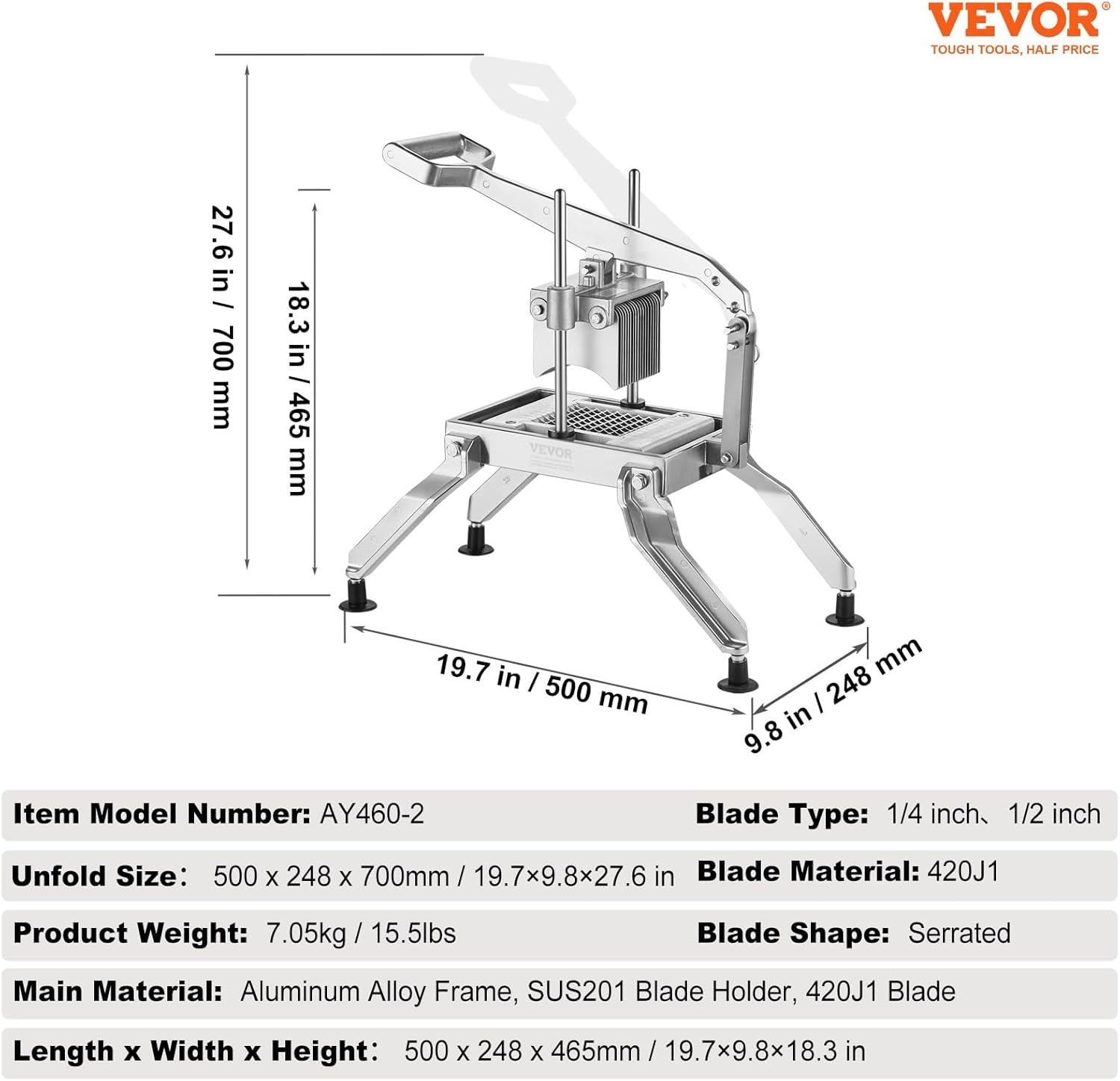 image:imageVEVOR Commercial Vegetable Slicer 38 and 316 Tomato Slicer Stainless Steel and Aluminum Alloy Vegetable Cutter Slicer Manual Tomato Slicer with Nonslip Feet for Tomatoes Potatoes Onions14 12