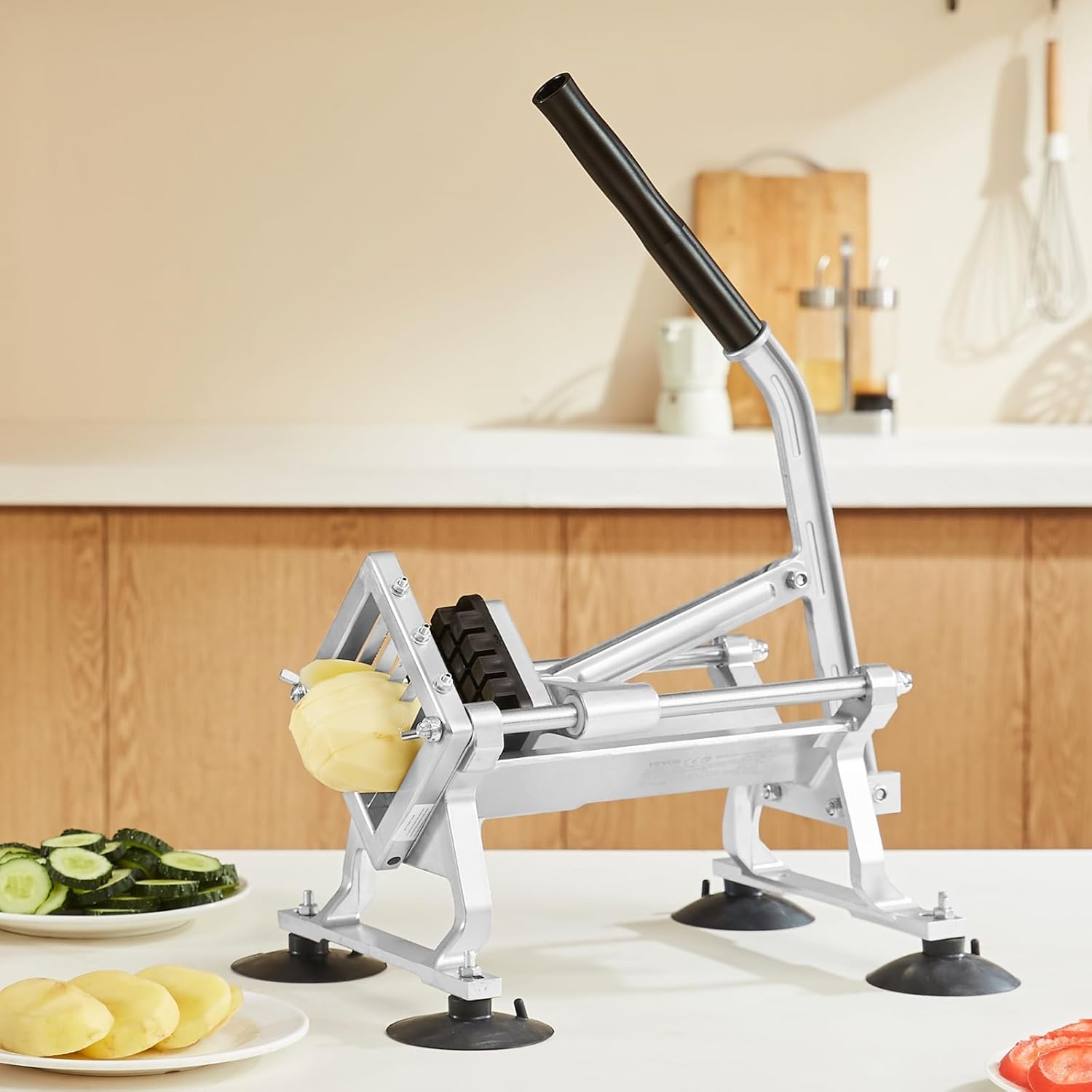 image:imageVEVOR Commercial Vegetable Slicer 38 and 316 Tomato Slicer Stainless Steel and Aluminum Alloy Vegetable Cutter Slicer Manual Tomato Slicer with Nonslip Feet for Tomatoes Potatoes Onions12