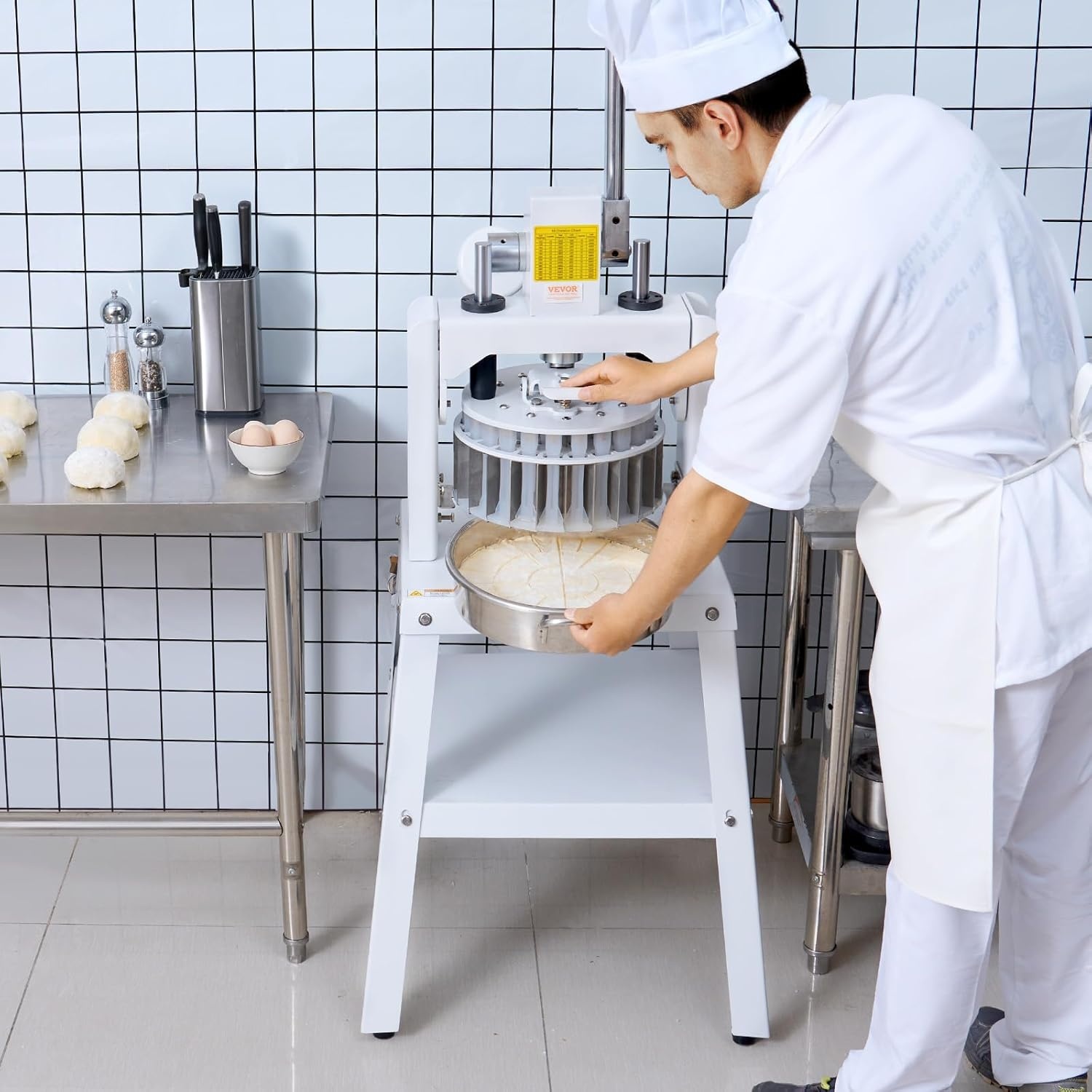 image:imageVEVOR Dough Divider40PCS Manual Dough Divider Cutter106oz 494oz Dough Press Dough Cutting with 304 Stainless Steel Tray and BladePastry Divider for BakeryRestaurantCommercial Food Preparation40PCSManual