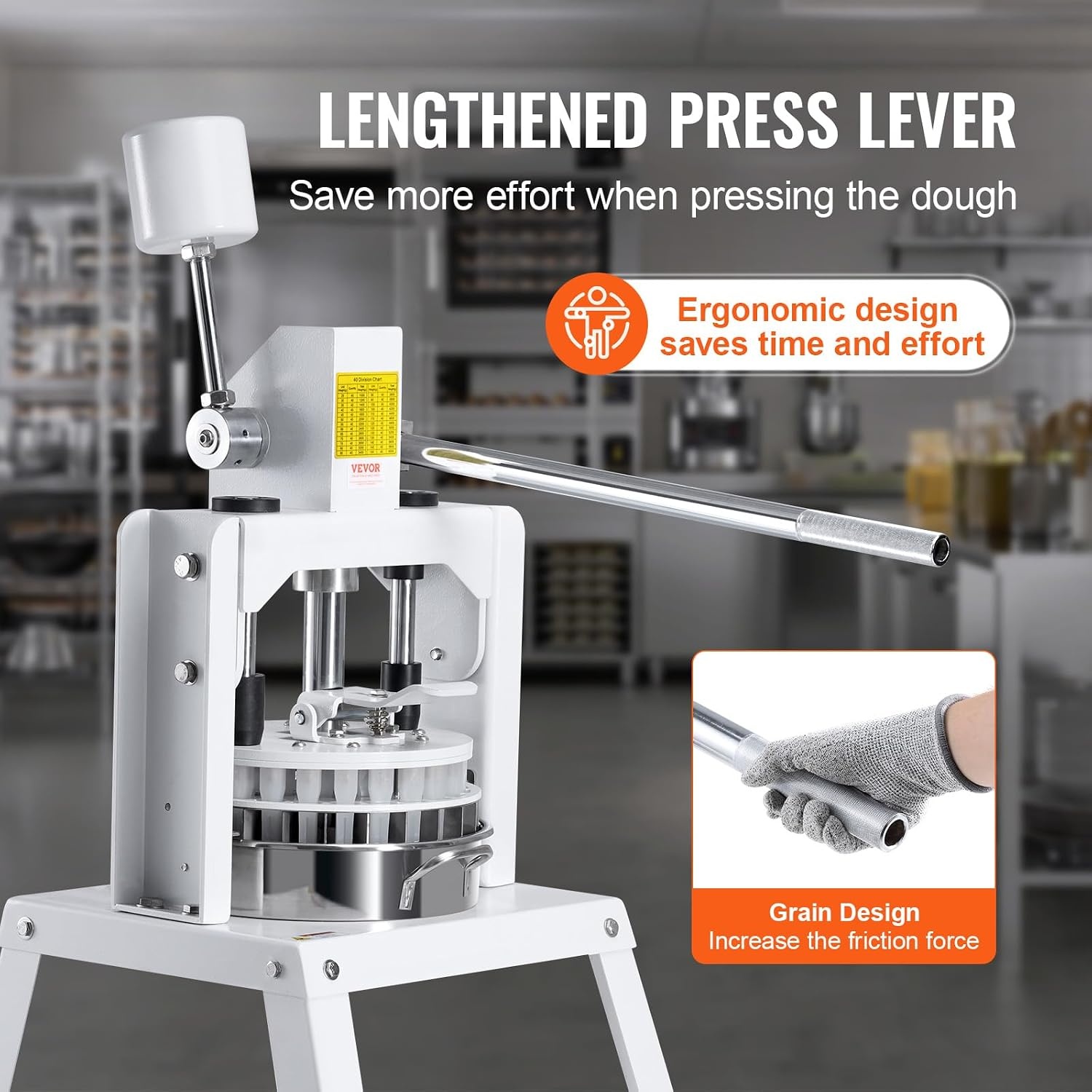 image:imageVEVOR Dough Divider40PCS Manual Dough Divider Cutter106oz 494oz Dough Press Dough Cutting with 304 Stainless Steel Tray and BladePastry Divider for BakeryRestaurantCommercial Food Preparation40PCSManual