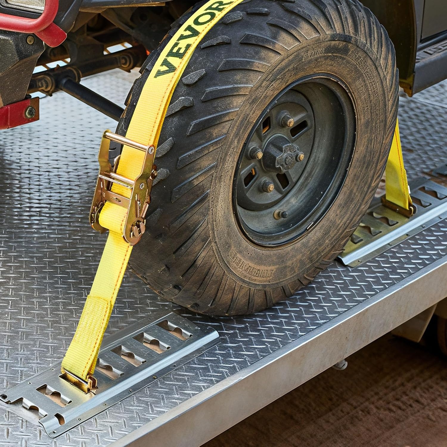 image:imageVEVOR ETrack Ratchet Straps 8 Pack 2 x 15 Heavy Duty Cargo TieDowns 4400 lbs Breaking Strength Standard E Track Fitting Tie Down ETrack Spring Fittings for Cargo Vans Trucks Trailers