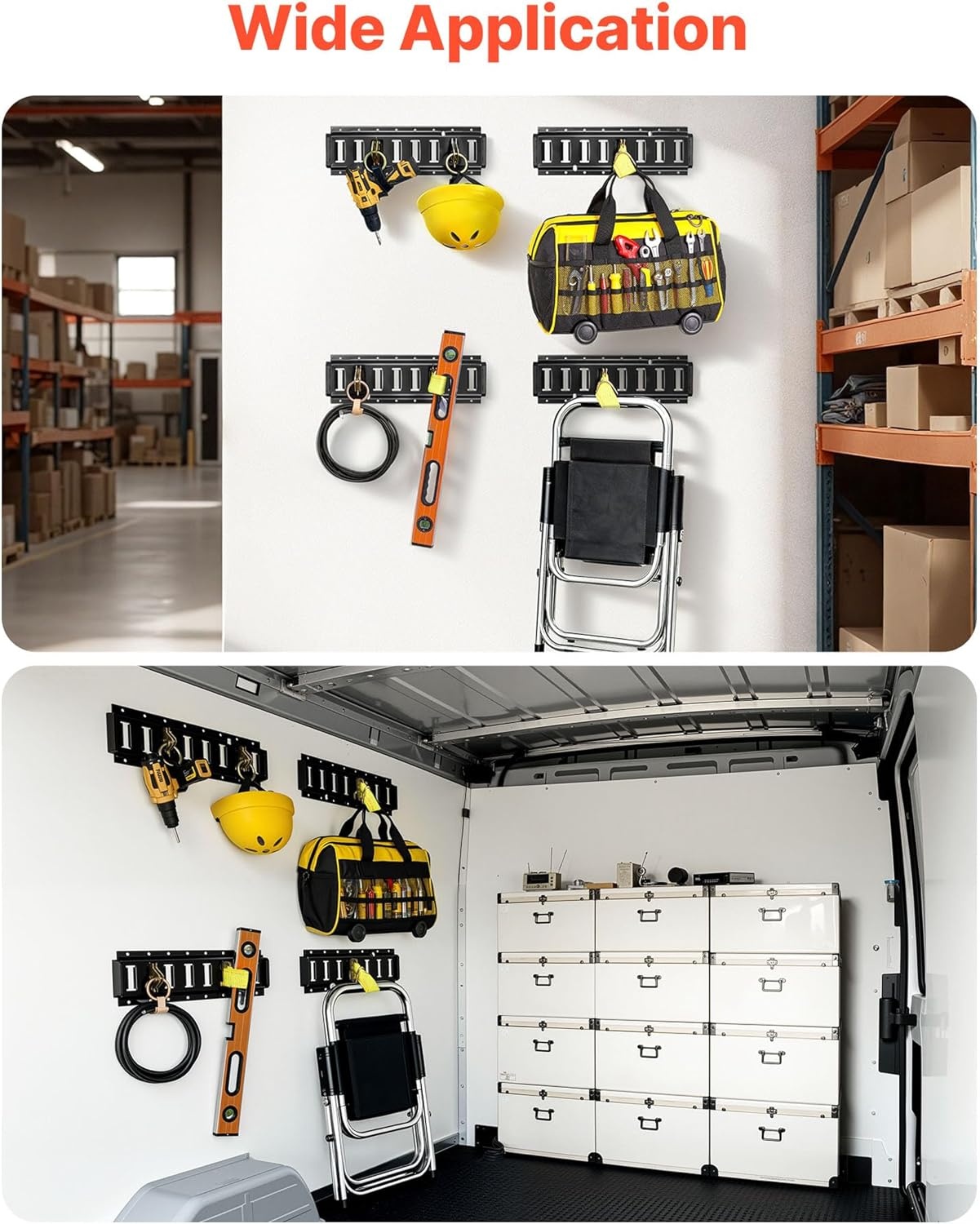 image:imageVEVOR ETrack TieDown Rail Kit 4 Pack 16 Etracks Rails with 21Pcs Accessories 2 Ratchet Straps amp 4 ORings amp 4 TieOffs with DRing amp 2 Single Slots amp 8 End Caps amp 1 Bag for Garages Trailers21 PACK