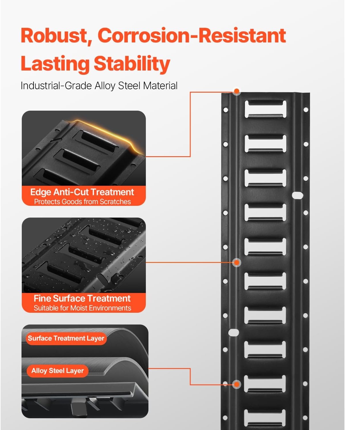 image:imageVEVOR ETrack TieDown Rail Kit 4 Pack 2 ft E Track Rails 20 Pcs Includes 2 Ratchet Straps amp 4 ORings amp 4 TieOffs with DRing amp 2 Single Slots amp 8 End Caps Fit for Garages Vans Trailers5FT