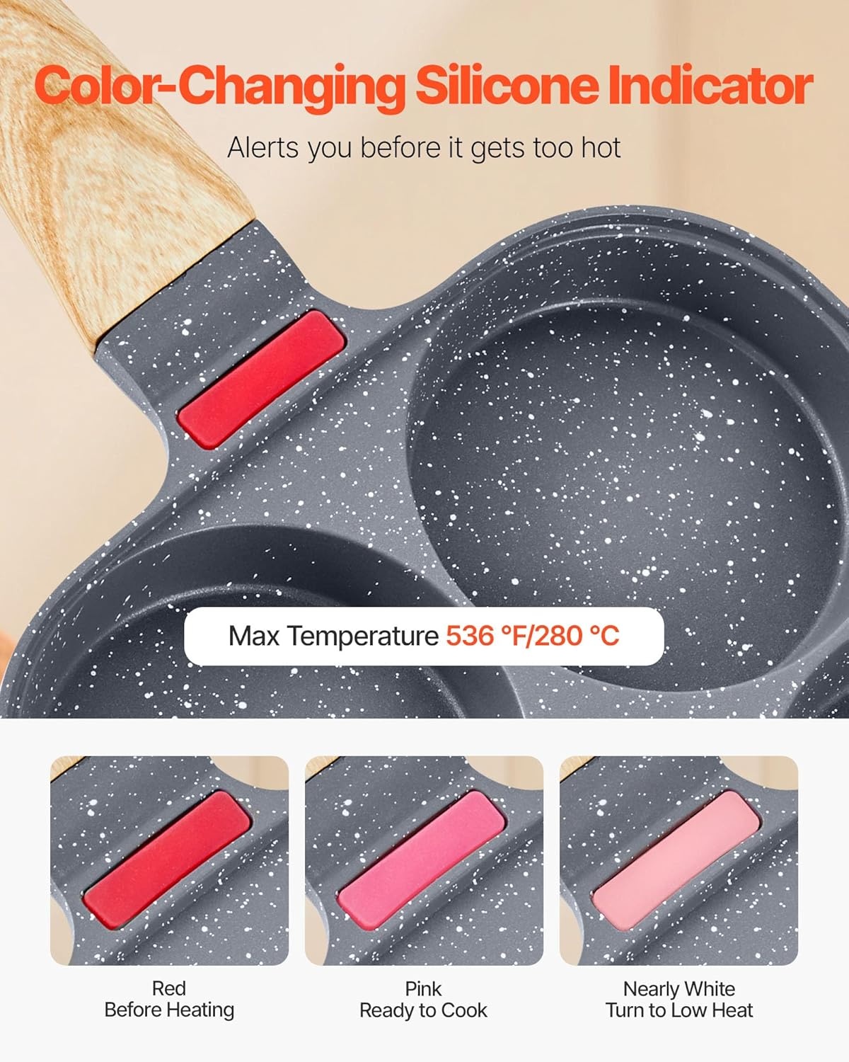 image:imageVEVOR Egg Pan 4Cup Nonstick Egg Frying Pan Aluminum Breakfast Omelette Skillet for Pancakes Hamburgers Sandwiches with Lid Oil Brush Scraper Compatible with Gas Stove amp Induction Cookware