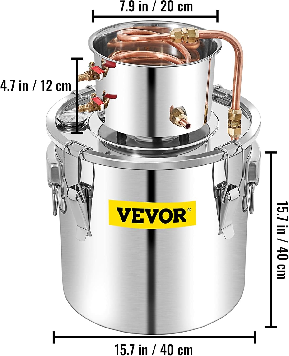 image:imageVEVOR Electric Alcohol Still 8Gal30L Alcohol Distiller Distillery Kit for Alcohol include Pump amp Oneway Exhaust Valve amp ThermometerSilver