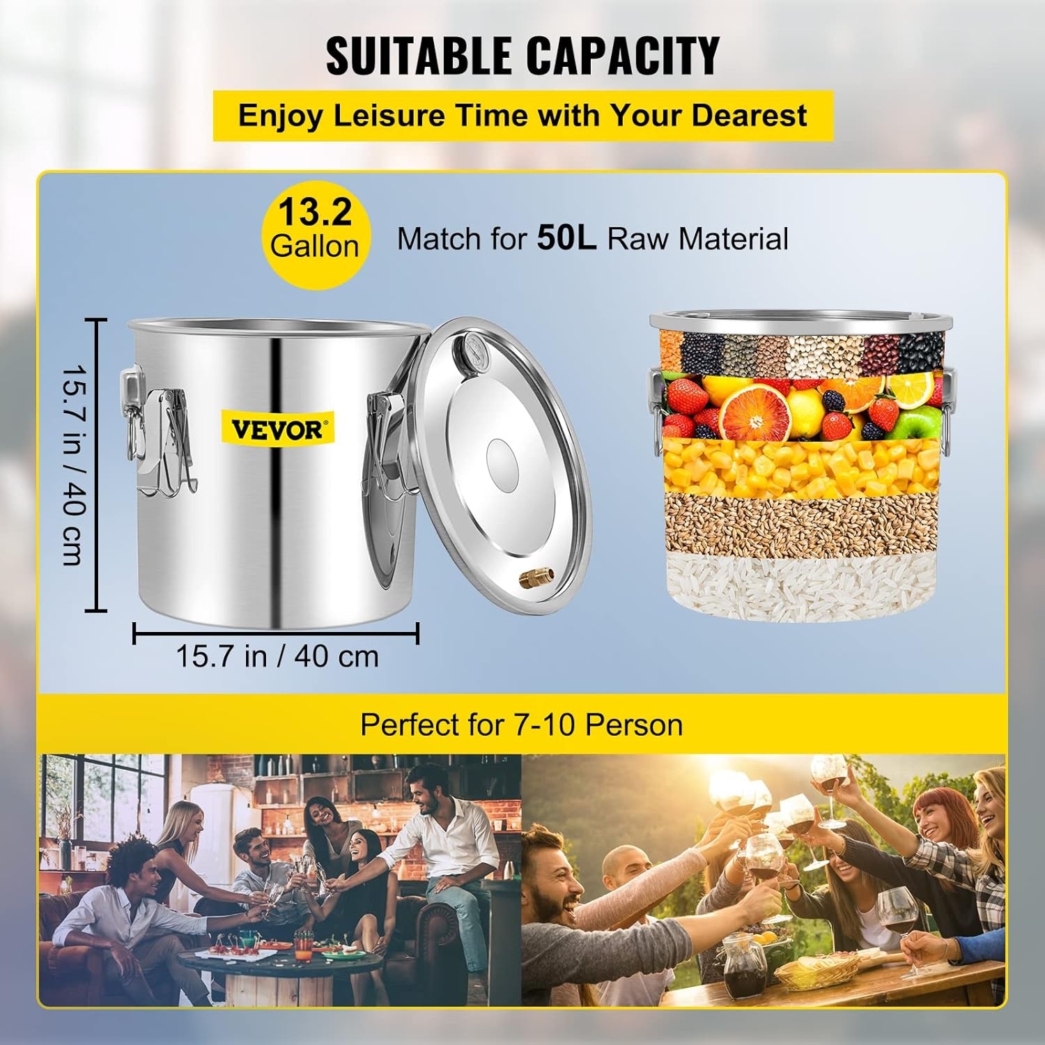 image:imageVEVOR Electric Alcohol Still 8Gal30L Alcohol Distiller Distillery Kit for Alcohol include Pump amp Oneway Exhaust Valve amp ThermometerSilver