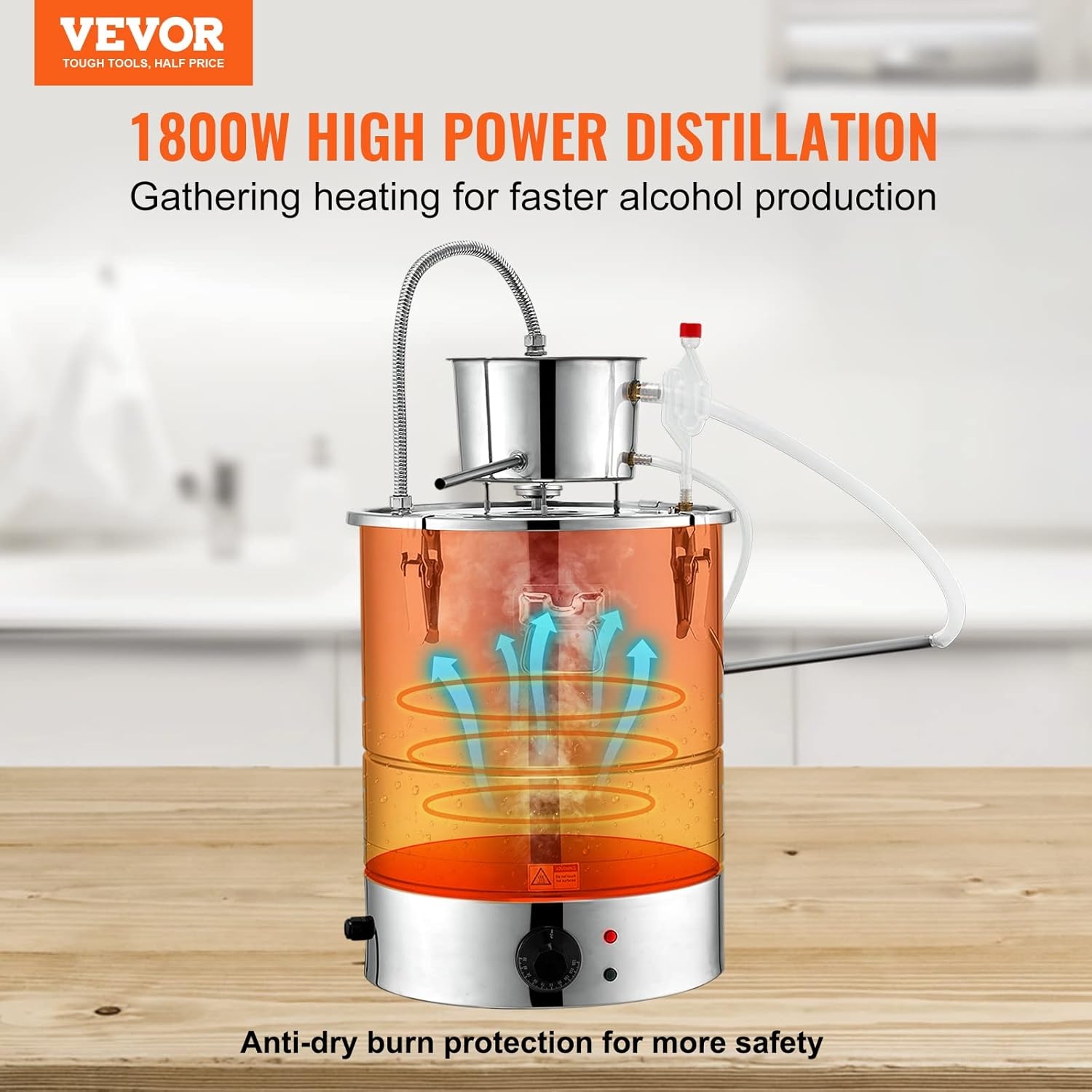 image:imageVEVOR Electric Alcohol Still 8Gal30L Alcohol Distiller Distillery Kit for Alcohol include Pump amp Oneway Exhaust Valve amp ThermometerSilver