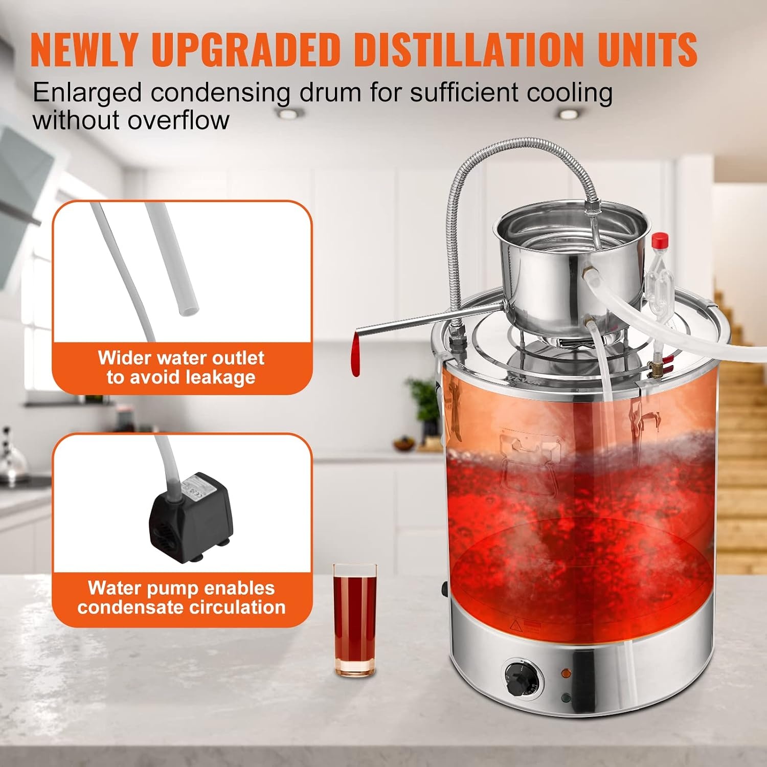 image:imageVEVOR Electric Alcohol Still 8Gal30L Alcohol Distiller Distillery Kit for Alcohol include Pump amp Oneway Exhaust Valve amp ThermometerSilver