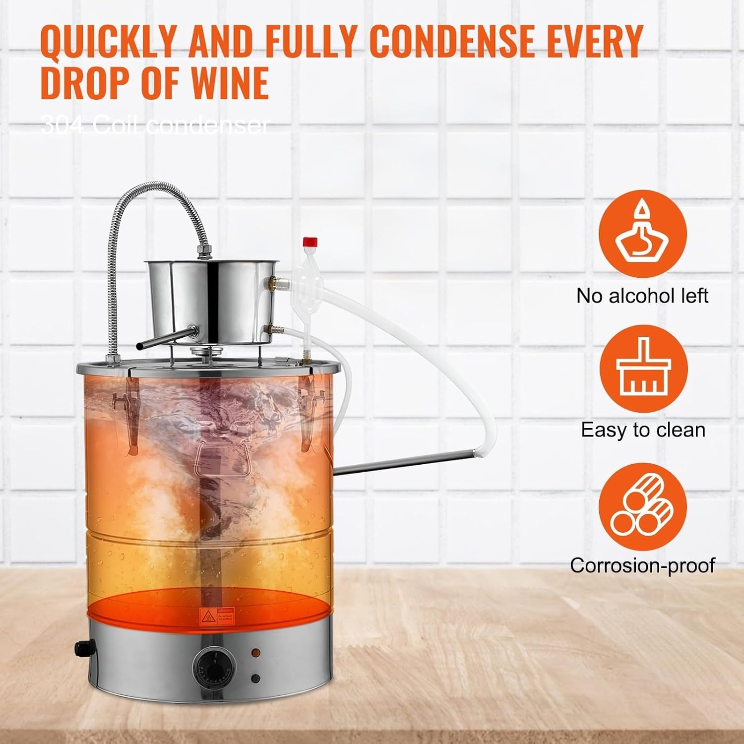 image:imageVEVOR Electric Alcohol Still 8Gal30L Alcohol Distiller Distillery Kit for Alcohol include Pump amp Oneway Exhaust Valve amp ThermometerSilver