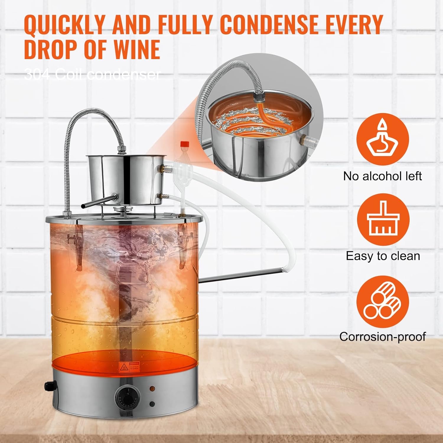 image:imageVEVOR Electric Alcohol Still 8Gal30L Alcohol Distiller Distillery Kit for Alcohol include Pump amp Oneway Exhaust Valve amp ThermometerSilver