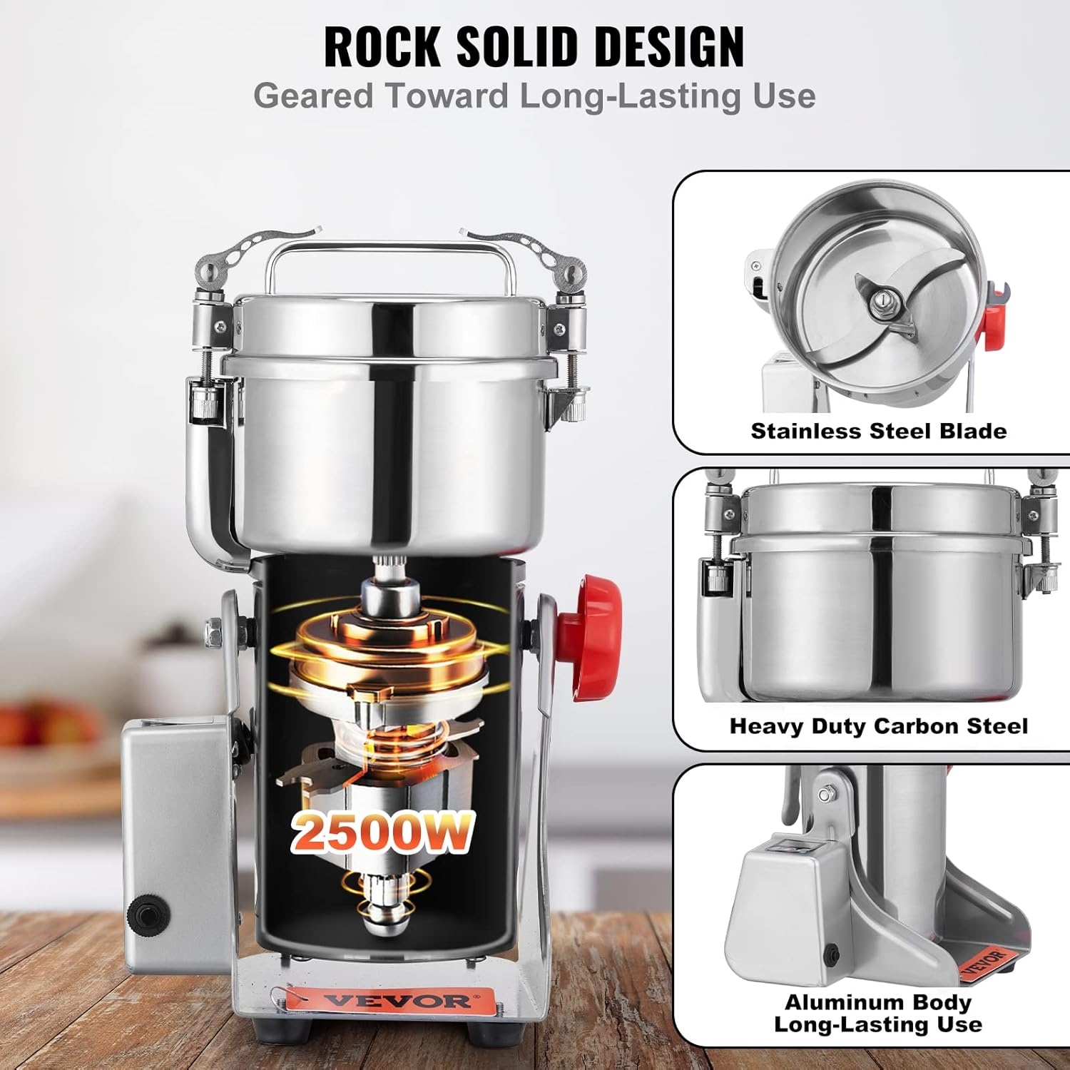 image:imageVEVOR Electric Grain Mill Grinder 600W High Power Commercial Spice Grinder 66 Gal Pulverizer Powder Machine with Galvanized Sharp Blades for Dry Grains Spices Cereals Coffee Corn amp Pepper700g