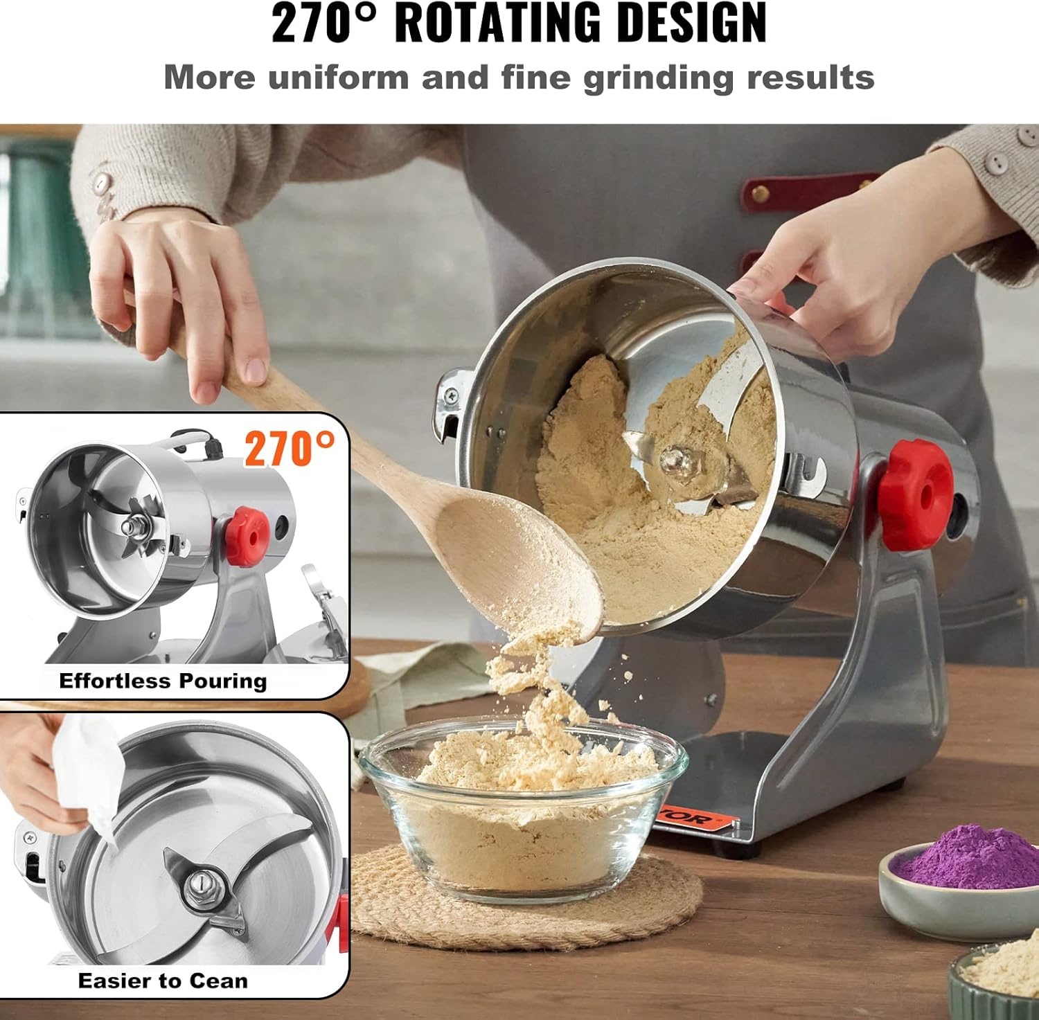 image:imageVEVOR Electric Grain Mill Grinder 600W High Power Commercial Spice Grinder 66 Gal Pulverizer Powder Machine with Galvanized Sharp Blades for Dry Grains Spices Cereals Coffee Corn amp Pepper700g