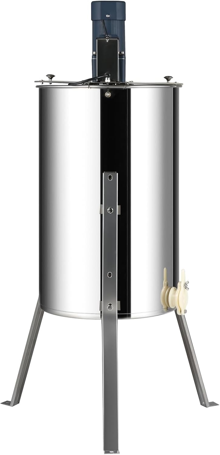 image:imageVEVOR Electric Honey Extractor 3 Frame Honey Extractor with Transparent Lid Stainless Steel Honeycomb Drum Spinner Height Adjustable Honeycomb Extraction Equipment for Beekeeping4 Frame Rack2 Deep Frames