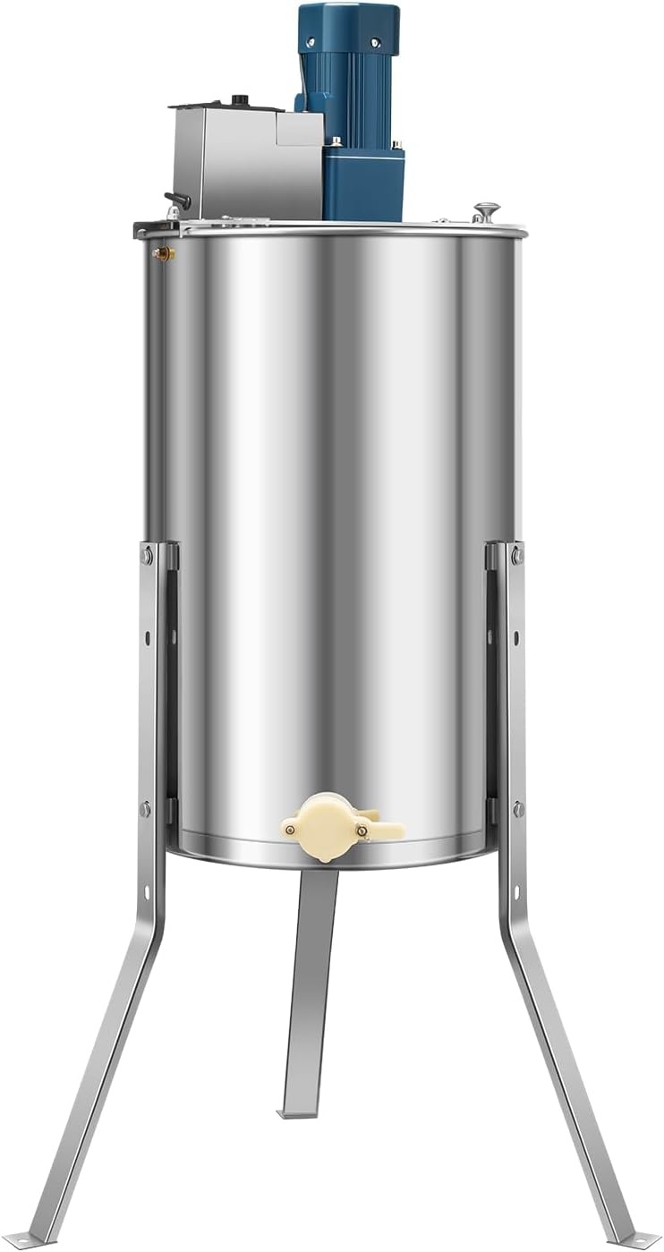 image:imageVEVOR Electric Honey Extractor 3 Frame Honey Extractor with Transparent Lid Stainless Steel Honeycomb Drum Spinner Height Adjustable Honeycomb Extraction Equipment for Beekeeping3 Frame
