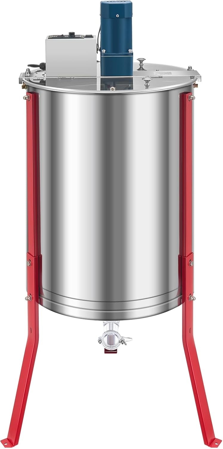 image:imageVEVOR Electric Honey Extractor 3 Frame Honey Extractor with Transparent Lid Stainless Steel Honeycomb Drum Spinner Height Adjustable Honeycomb Extraction Equipment for Beekeeping6 Frame