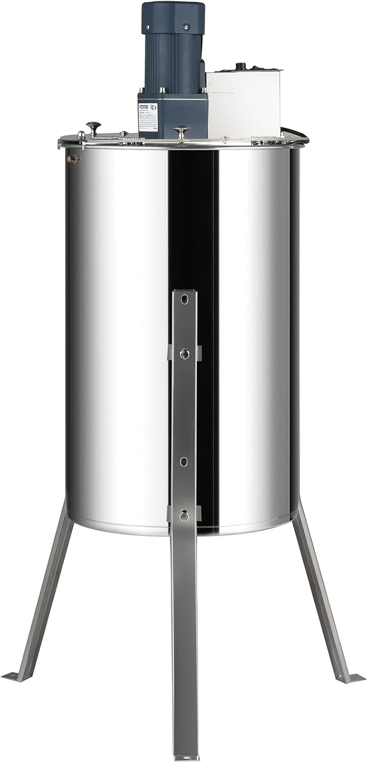 image:imageVEVOR Electric Honey Extractor 3 Frame Honey Extractor with Transparent Lid Stainless Steel Honeycomb Drum Spinner Height Adjustable Honeycomb Extraction Equipment for Beekeeping4 Frame Rack2 Deep Frames