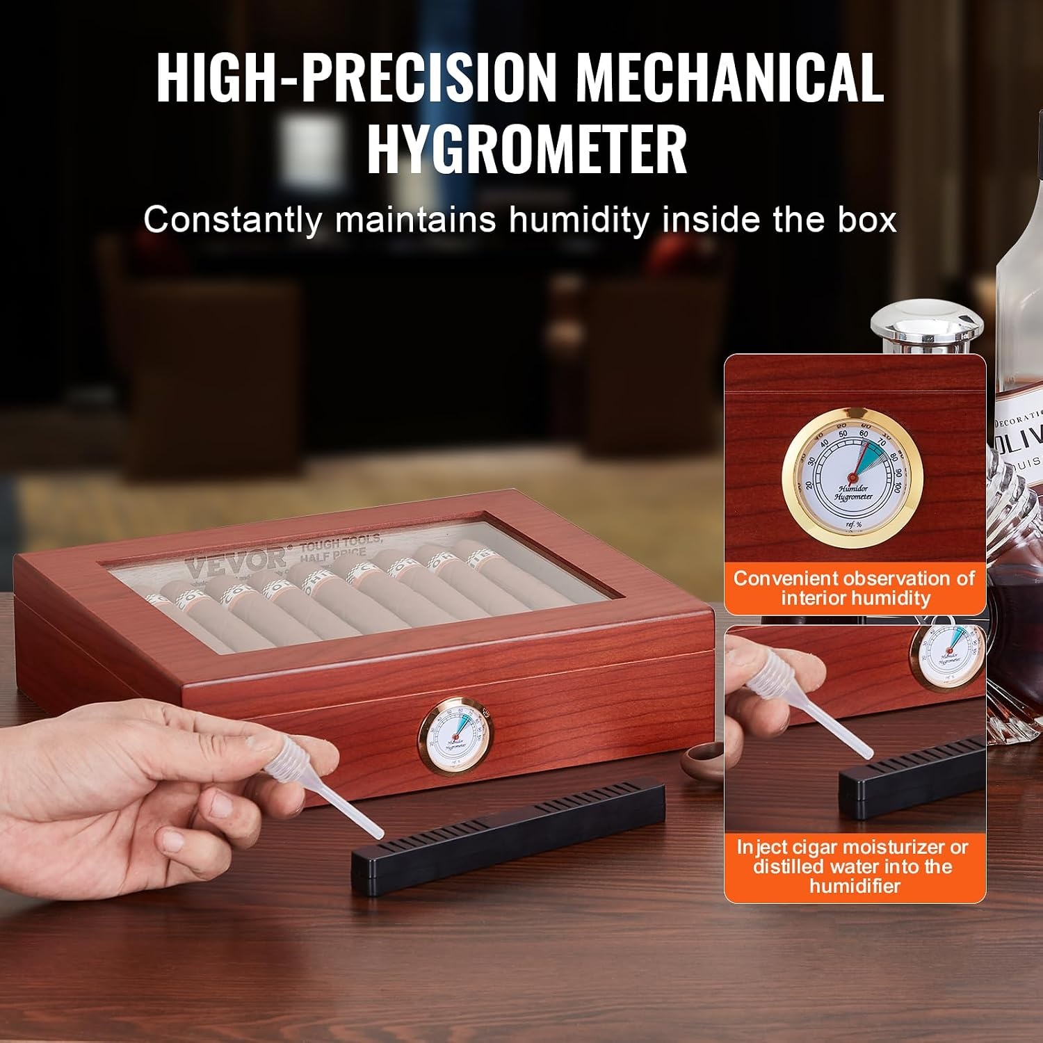 image:imageVEVOR Electric Humidor 288L 1700 Counts Electric Cigar Humidor Cabinet with Compressor Cooling Constant Humidity amp Temperature Control Spanish Cedar Wood Shelves amp Drawers 7 Layers for Household1025 Cigars