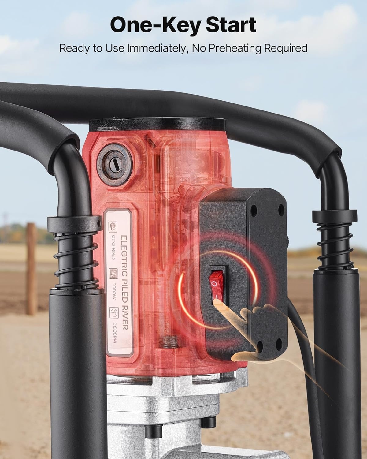 image:imageVEVOR Electric T Post Driver 2200W Handheld Powerful Post Pounder with 217 in55mm 276 in70mm Sleeves for Fence Metal Fencing Farm Garden Construction Landscaping Projects