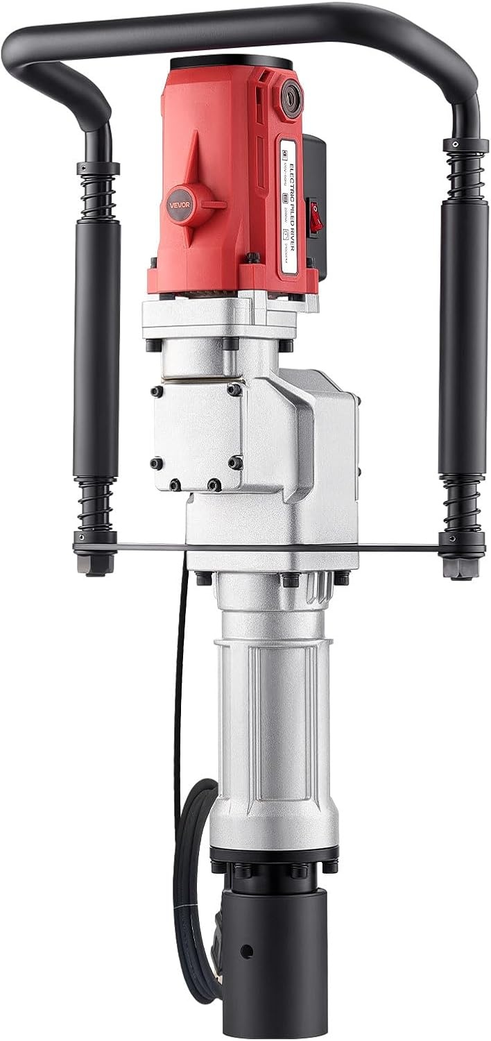 image:imageVEVOR Electric T Post Driver 2200W Handheld Powerful Post Pounder with 217 in55mm 276 in70mm Sleeves for Fence Metal Fencing Farm Garden Construction Landscaping Projects