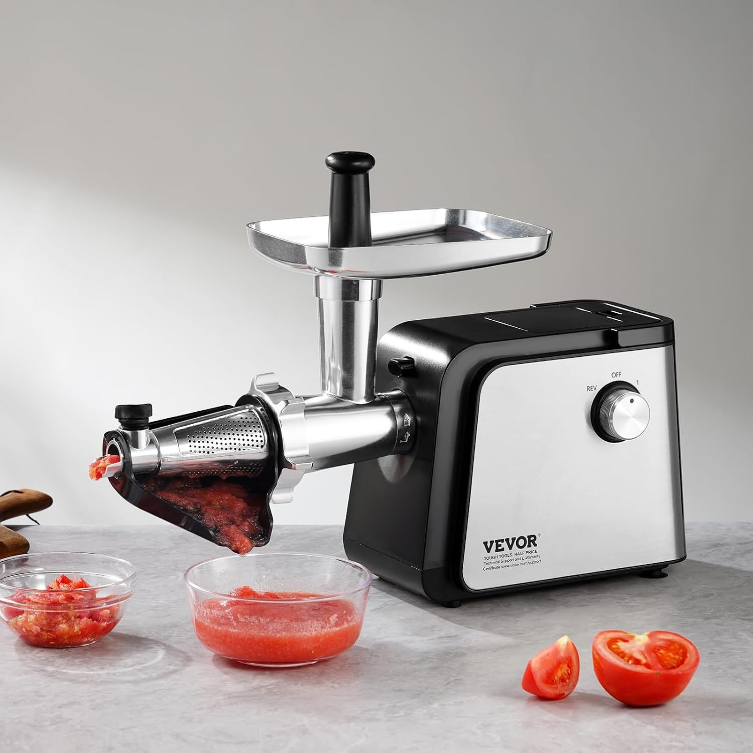 image:imageVEVOR Electric Tomato Strainer 500W Sauce Maker Machine 49 LBSMin Food Mill With Reverse Function for Tomato Strawberry Blueberry Pure Copper Motor500W
