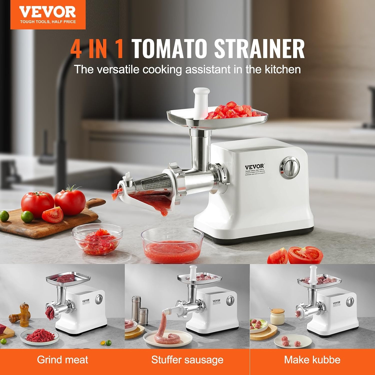 image:imageVEVOR Electric Tomato Strainer 700W Tomato Sauce Maker Machine 55 LBSMin Food Strainer and Sauce Maker Pure Copper Motor Food Mill with Reverse Function for Tomato Strawberry Blueberry Sauce