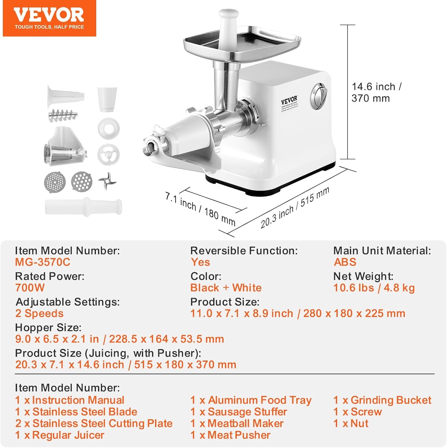 image:imageVEVOR Electric Tomato Strainer 700W Tomato Sauce Maker Machine 55 LBSMin Food Strainer and Sauce Maker Pure Copper Motor Food Mill with Reverse Function for Tomato Strawberry Blueberry Sauce