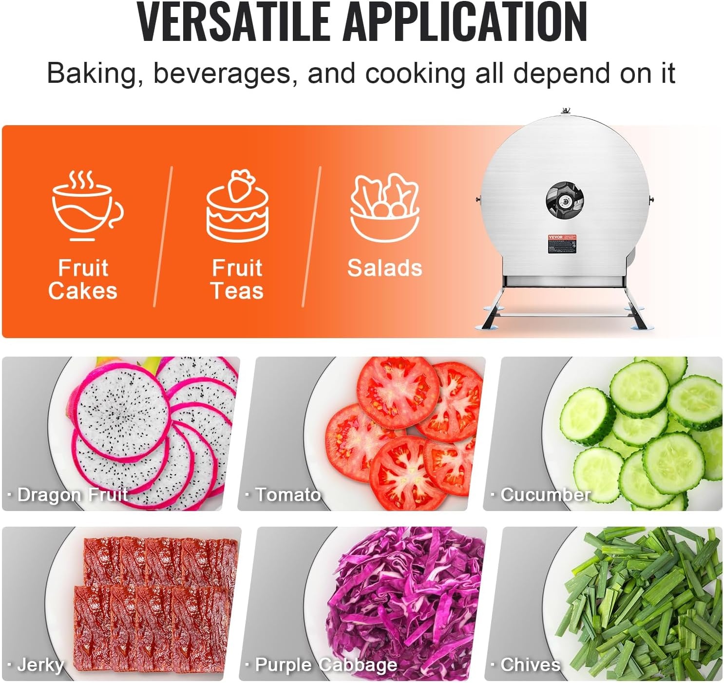 image:imageVEVOR Electric Vegetable Slicer 005012mm Thickness Adjustable Commercial Slicer Machine Convertible to Manual Stainless Steel Food Cutter Slicing Machine for Potato Lemon Tomato AppleElectricVegetable