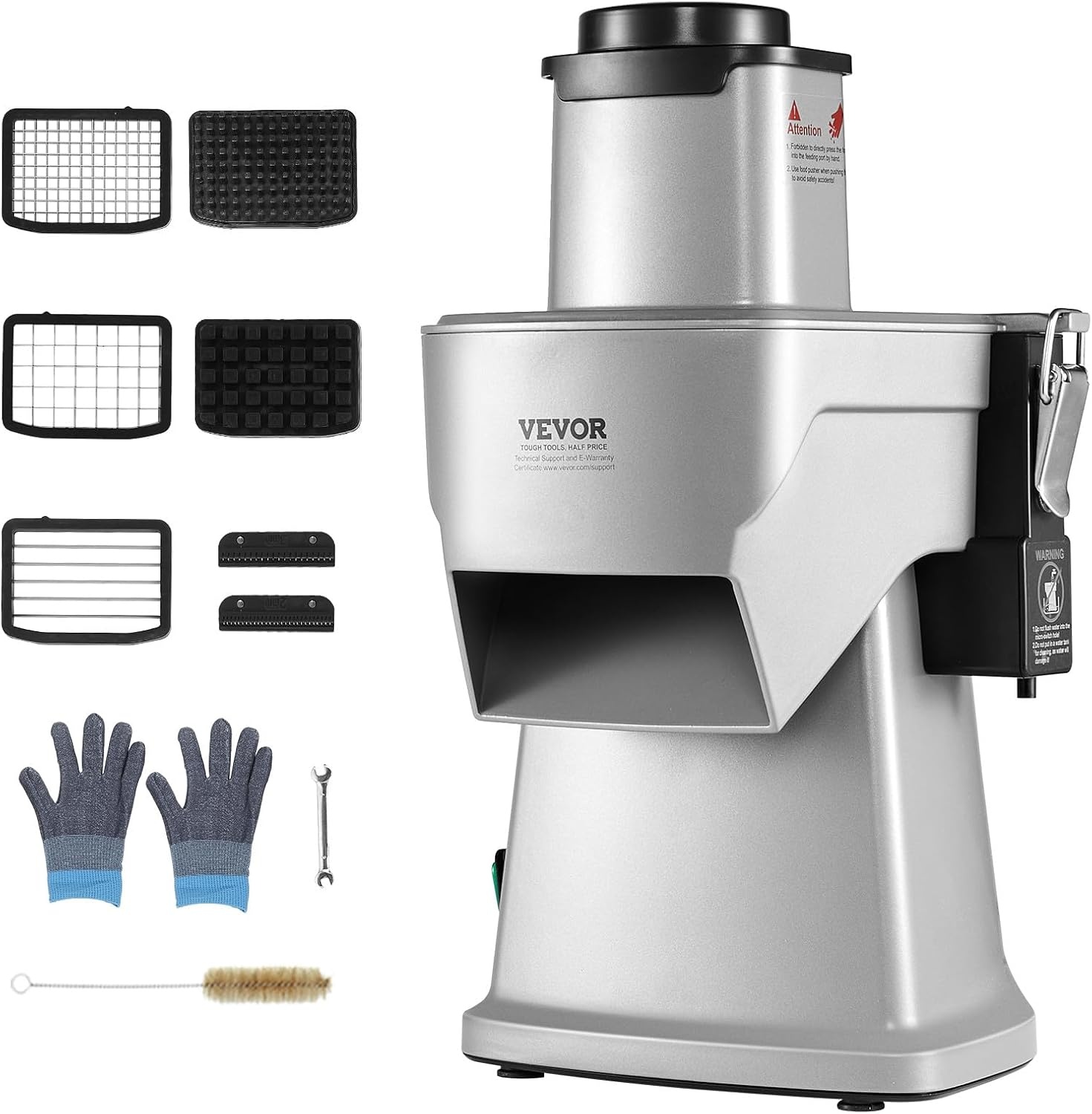 image:imageVEVOR Electric Vegetable Slicer 4 in 1 Multifunctional Food Cutter 200W Vegetable Chopper for Slicing Shredding Dicing and Slitting with CutResistant Gloves for Commercial and Home UseUpgraded Model