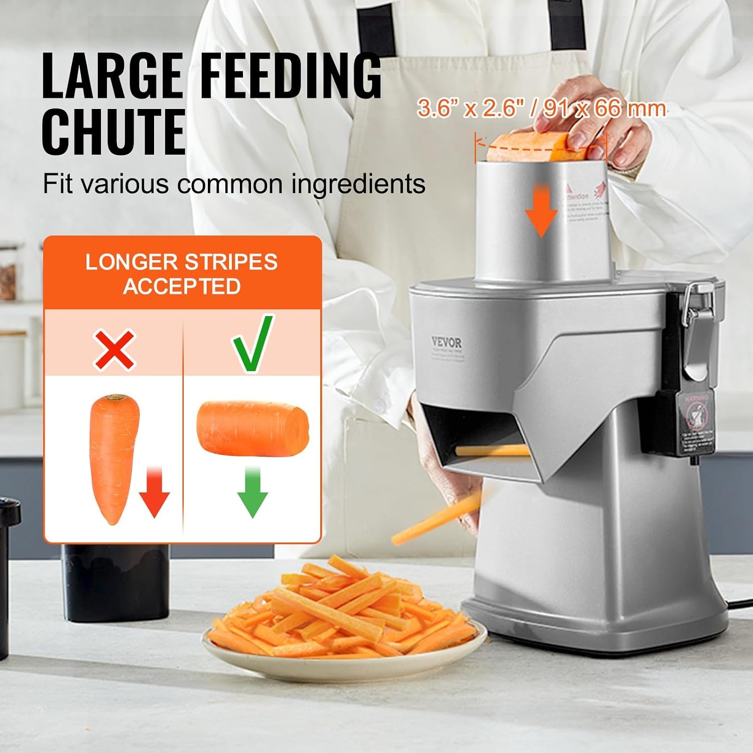 image:imageVEVOR Electric Vegetable Slicer 4 in 1 Multifunctional Food Cutter 200W Vegetable Chopper for Slicing Shredding Dicing and Slitting with CutResistant Gloves for Commercial and Home UseUpgraded Model