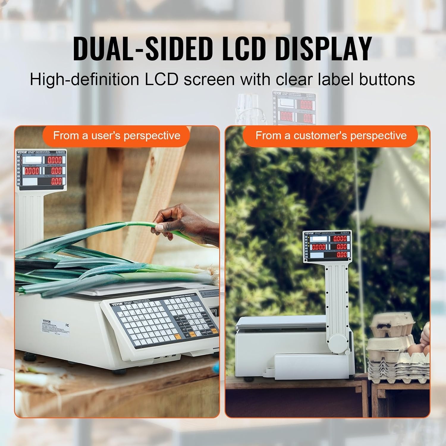 image:imageVEVOR Electronic Price Computing Scale 66 LB Digital Deli Weight Scales LCD amp LED Digital Food Fruit Meat Produce Counting Weight for Retail Store Kitchen Restaurant Market and FarmerPrice Computing Scale with Printer