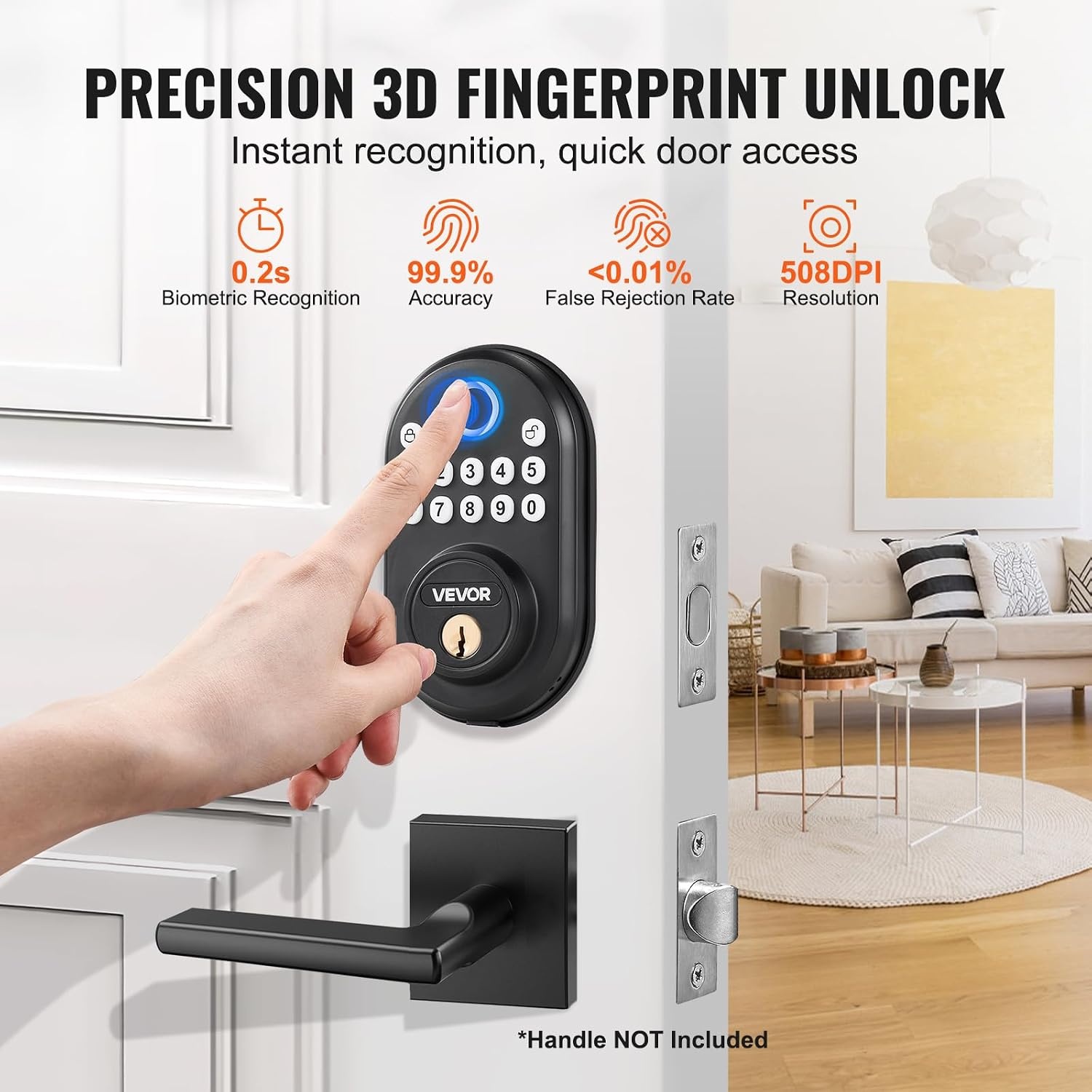 image:imageVEVOR Entry Door Locksets with Deadbolt 5 Pack Satin Nickel Entry Lever and Single Cylinder Deadbolt Keyed Alike Combo Pack Fit for 138 to 134 Door Thickness for Entrance and FrontBlack