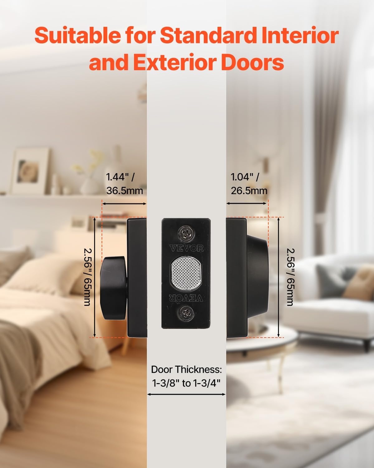 image:imageVEVOR Entry Door Locksets with Deadbolt 5 Pack Satin Nickel Entry Lever and Single Cylinder Deadbolt Keyed Alike Combo Pack Fit for 138 to 134 Door Thickness for Entrance and FrontBlack