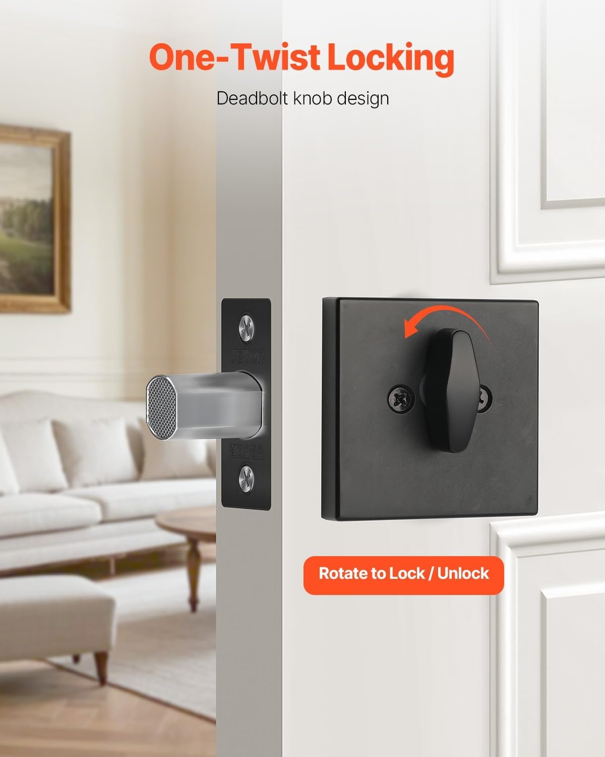 image:imageVEVOR Entry Door Locksets with Deadbolt 5 Pack Satin Nickel Entry Lever and Single Cylinder Deadbolt Keyed Alike Combo Pack Fit for 138 to 134 Door Thickness for Entrance and FrontBlack