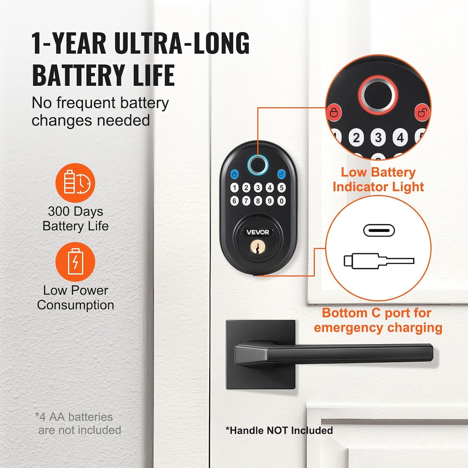 image:imageVEVOR Entry Door Locksets with Deadbolt 5 Pack Satin Nickel Entry Lever and Single Cylinder Deadbolt Keyed Alike Combo Pack Fit for 138 to 134 Door Thickness for Entrance and FrontBlack