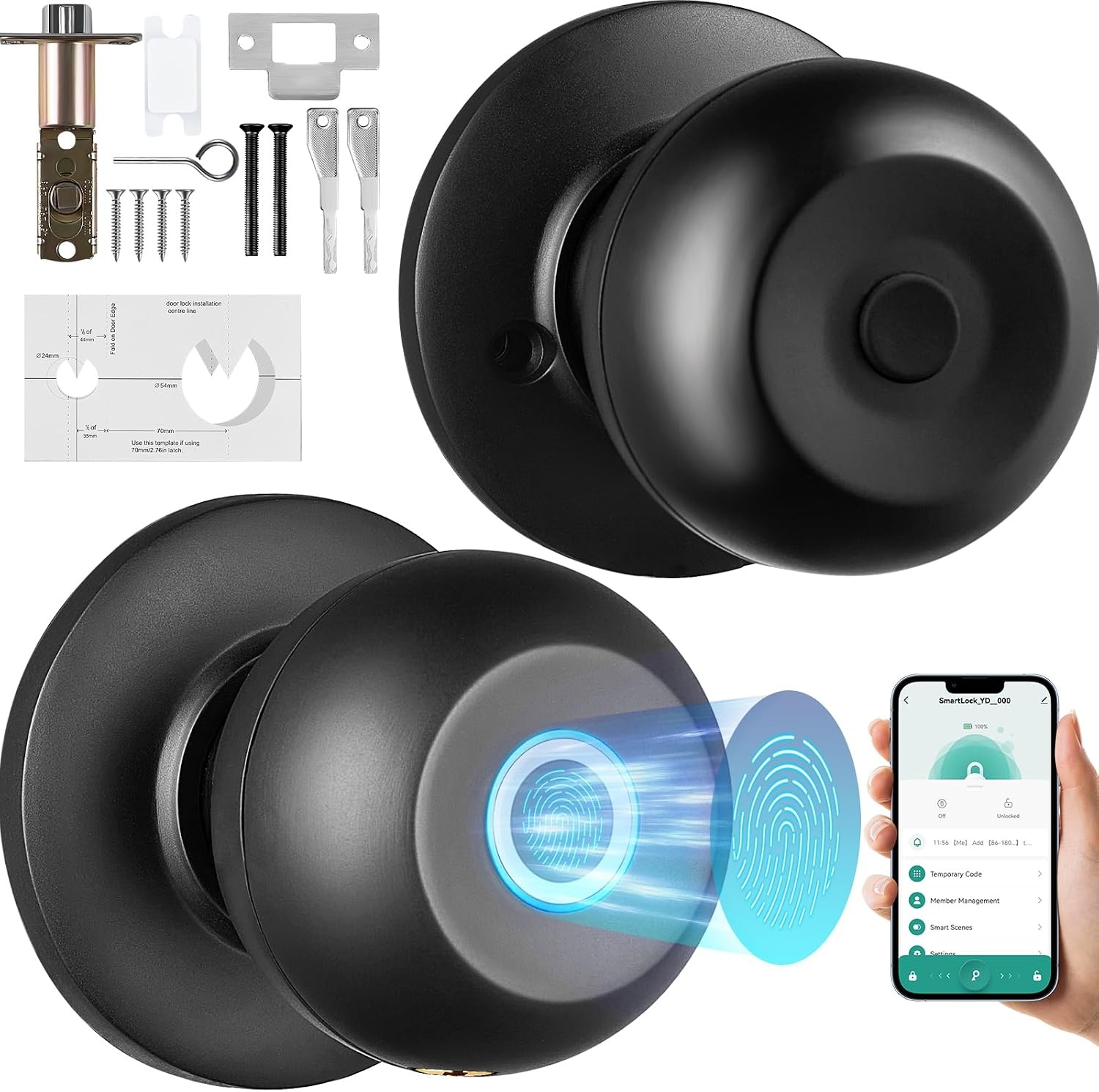 image:imageVEVOR Entry Door Locksets with Deadbolt 5 Pack Satin Nickel Entry Lever and Single Cylinder Deadbolt Keyed Alike Combo Pack Fit for 138 to 134 Door Thickness for Entrance and FrontBlack