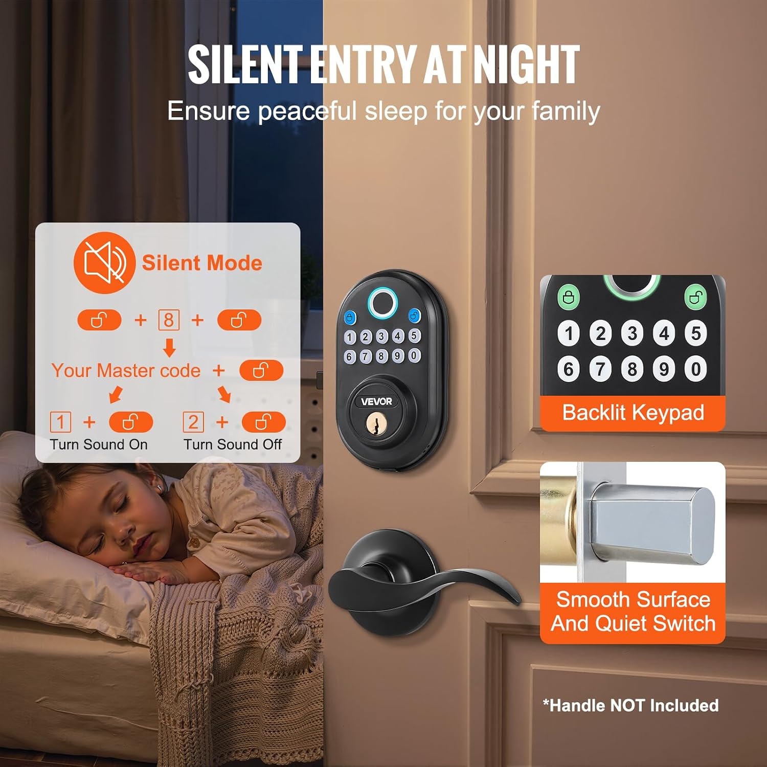 image:imageVEVOR Entry Door Locksets with Deadbolt 5 Pack Satin Nickel Entry Lever and Single Cylinder Deadbolt Keyed Alike Combo Pack Fit for 138 to 134 Door Thickness for Entrance and FrontBlack