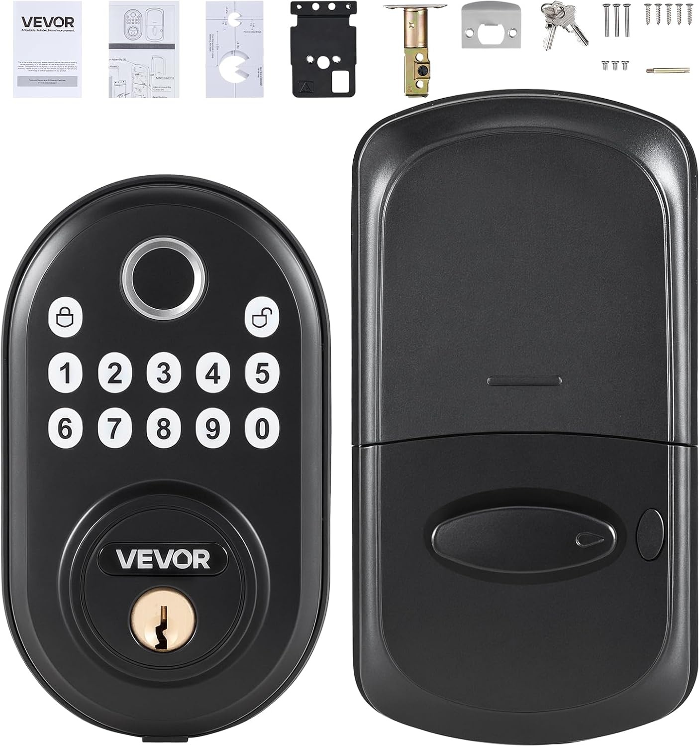 image:imageVEVOR Entry Door Locksets with Deadbolt 5 Pack Satin Nickel Entry Lever and Single Cylinder Deadbolt Keyed Alike Combo Pack Fit for 138 to 134 Door Thickness for Entrance and FrontBlack