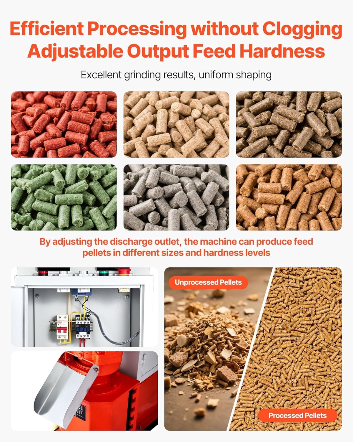 image:imageVEVOR Feed Pellet Mill Machine 4 mm Animal Feed Pellet Making Machine 3KW 240V Animal Food Granulator Mill Machines with 3 Pressure Rollers amp 4 Wheels Ideal for Poultry Livestock Farm Animals4mm 016 grinding disc