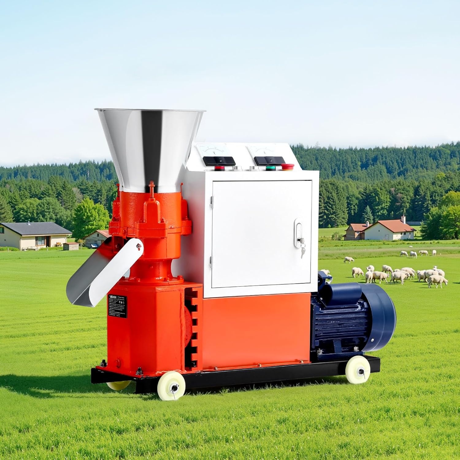 image:imageVEVOR Feed Pellet Mill Machine 4 mm Animal Feed Pellet Making Machine 3KW 240V Animal Food Granulator Mill Machines with 3 Pressure Rollers amp 4 Wheels Ideal for Poultry Livestock Farm Animals4mm 016 grinding disc
