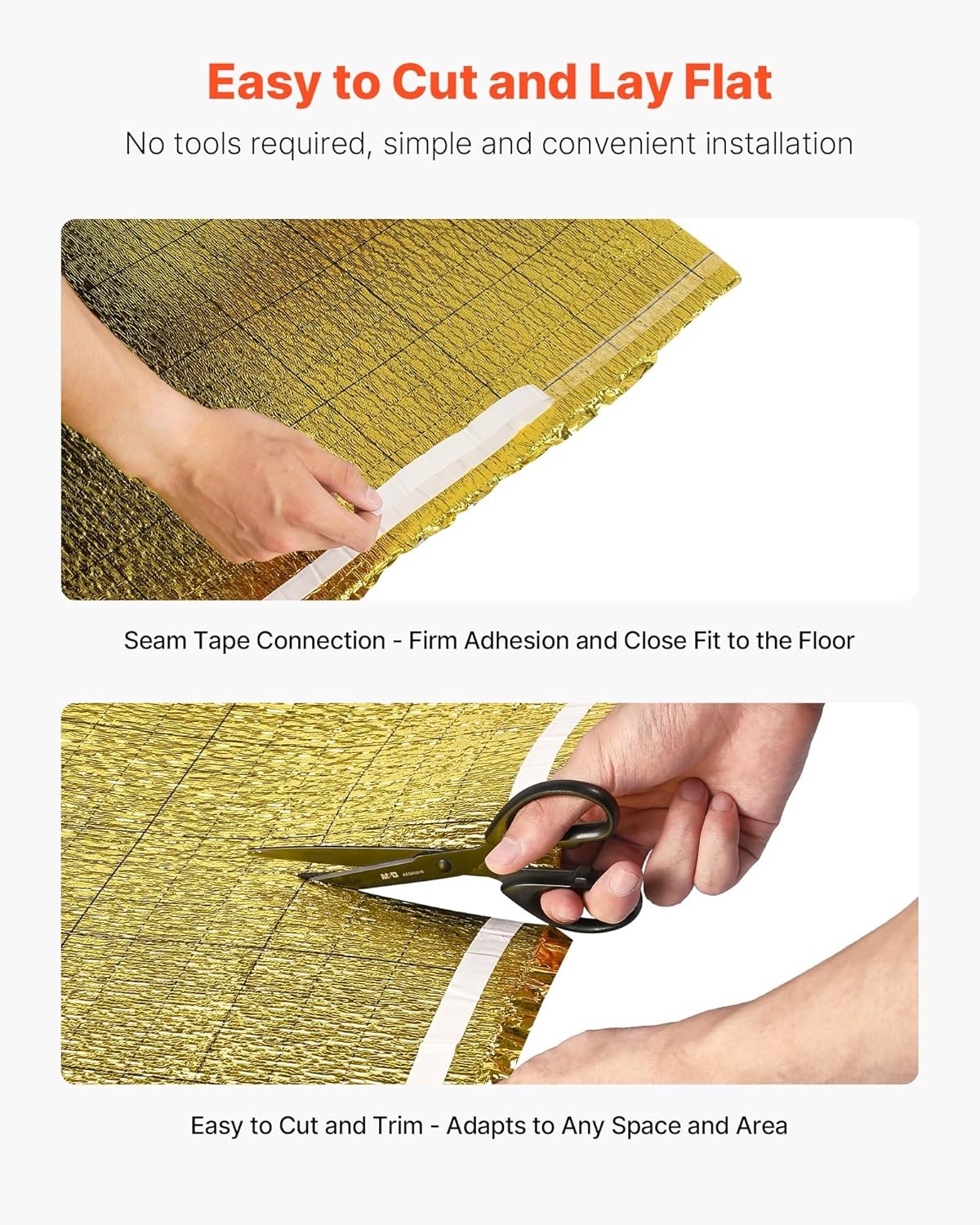 image:imageVEVOR Floor Underlayment 200 sq ftRoll 3in1 3 mm Thick Flooring Padding with Tape amp Vapor Barrier Heavy Duty EPE Foam with Blue PE Soundproofing and Noise Reductionfor Laminate Wood FloorsGold Ixpe1 Roll X 200 Sqft