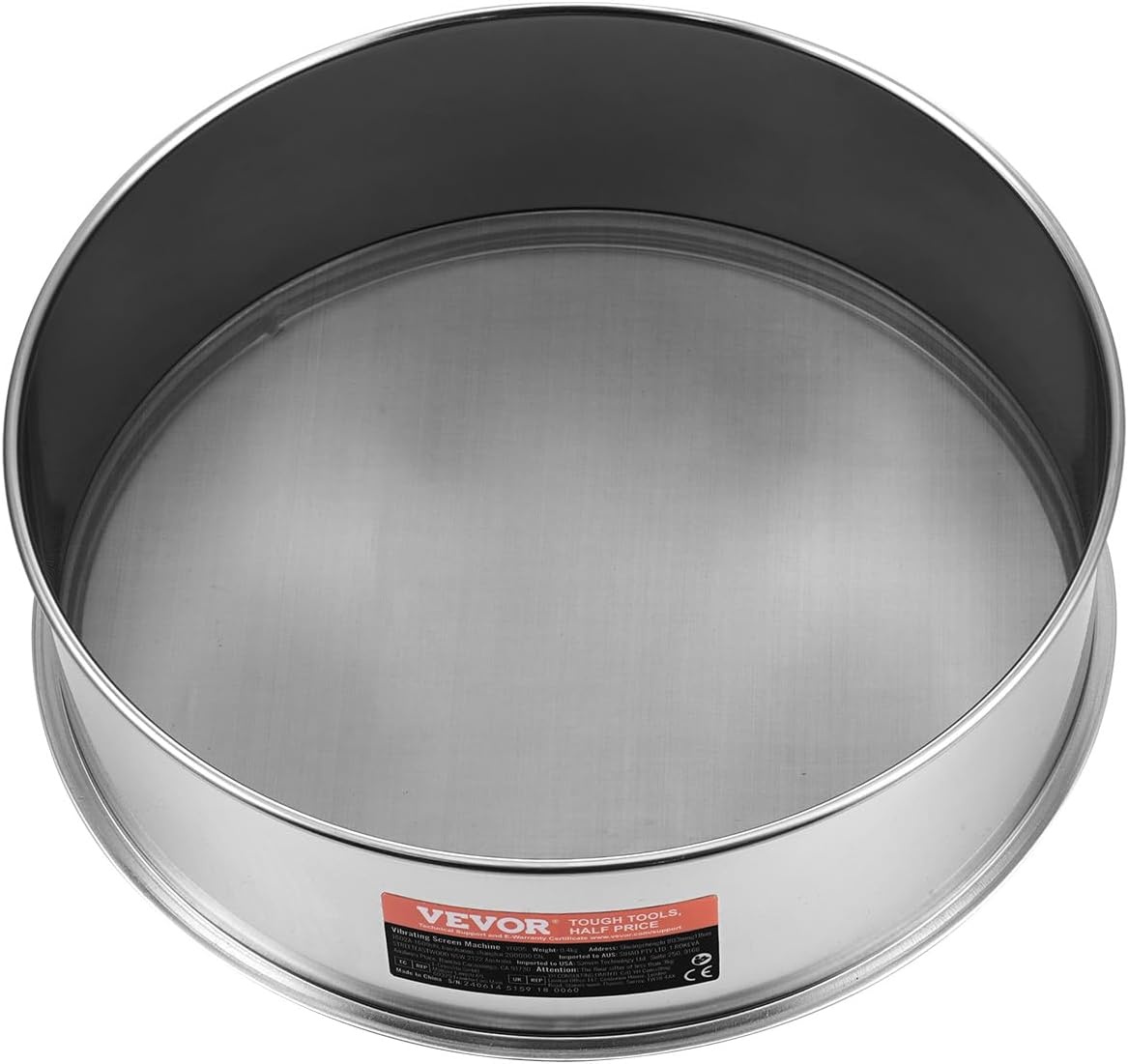 image:imageVEVOR Flour Sieve Fine Mesh 40 Mesh Sifter 304 Stainless Steel Sifter Foodgrade Dia 126 Fine Mesh Strainers for Baking 5 Sizes Mesh hole for Mungbean Rice Flour Pearl Powder40 Mesh