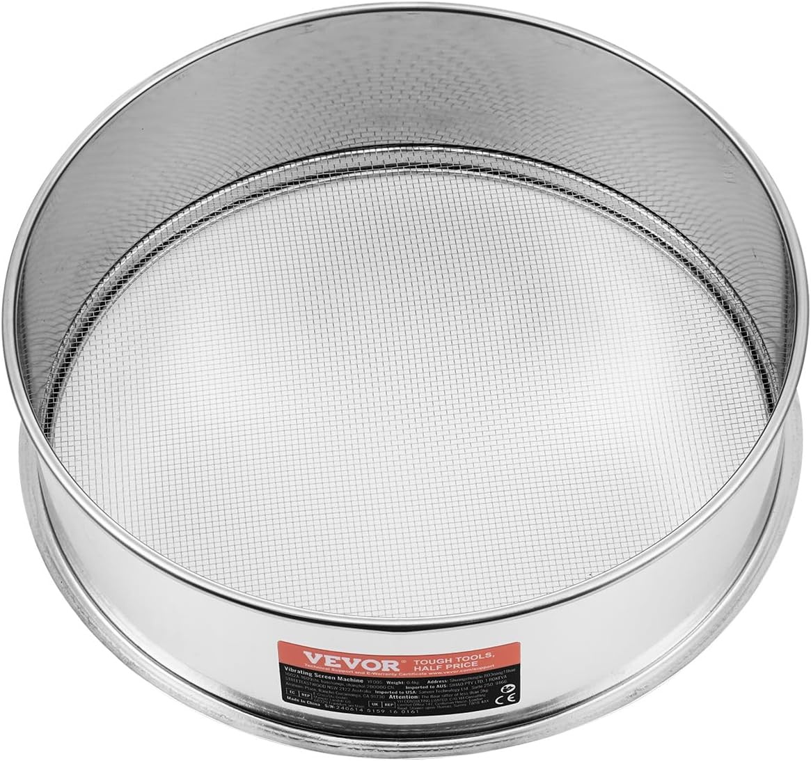 image:imageVEVOR Flour Sieve Fine Mesh 40 Mesh Sifter 304 Stainless Steel Sifter Foodgrade Dia 126 Fine Mesh Strainers for Baking 5 Sizes Mesh hole for Mungbean Rice Flour Pearl Powder12 Mesh