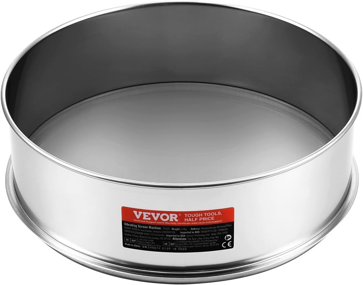 image:imageVEVOR Flour Sieve Fine Mesh 40 Mesh Sifter 304 Stainless Steel Sifter Foodgrade Dia 126 Fine Mesh Strainers for Baking 5 Sizes Mesh hole for Mungbean Rice Flour Pearl Powder40 Mesh